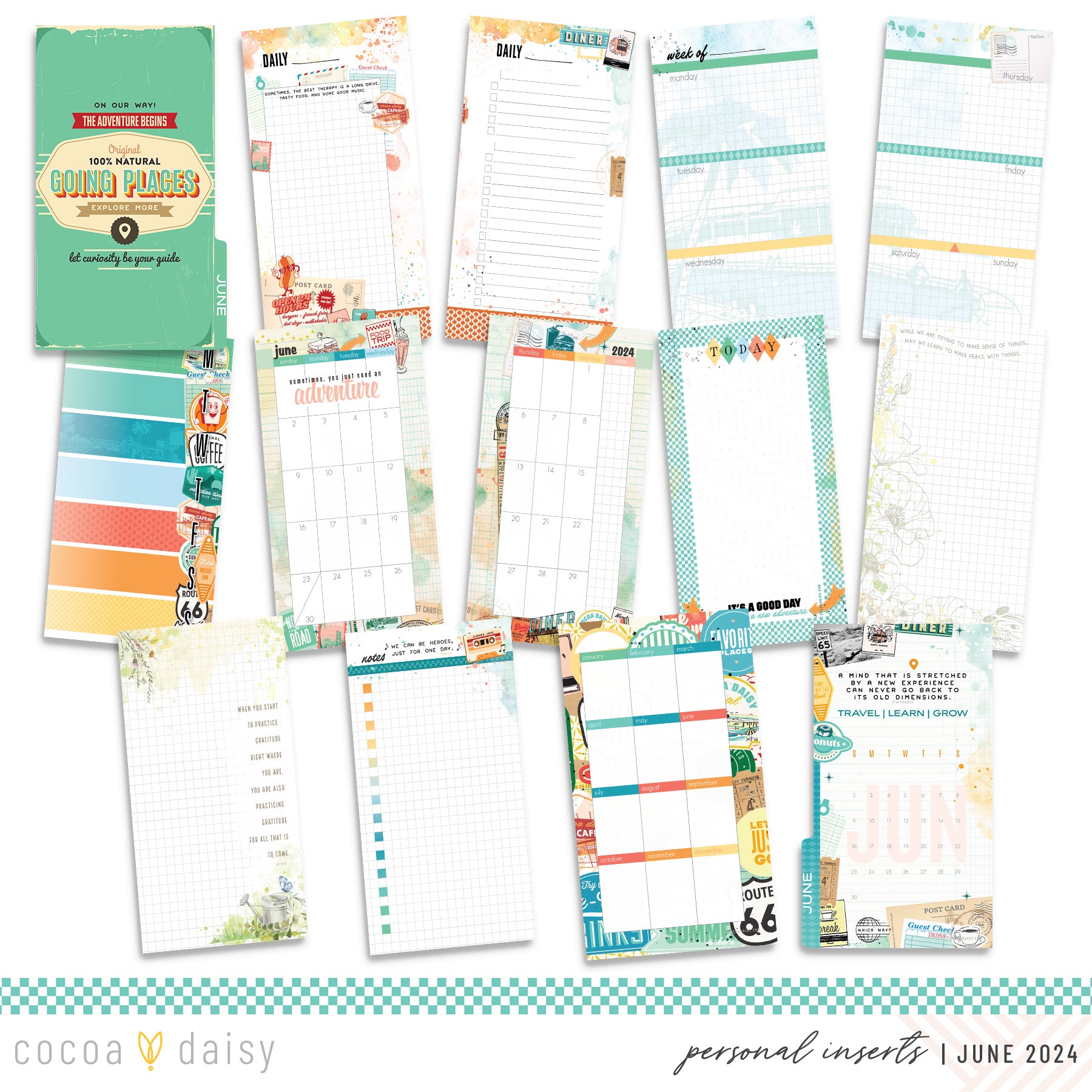 Let's Go Inserts or notebook Only - Choose your size June 2024