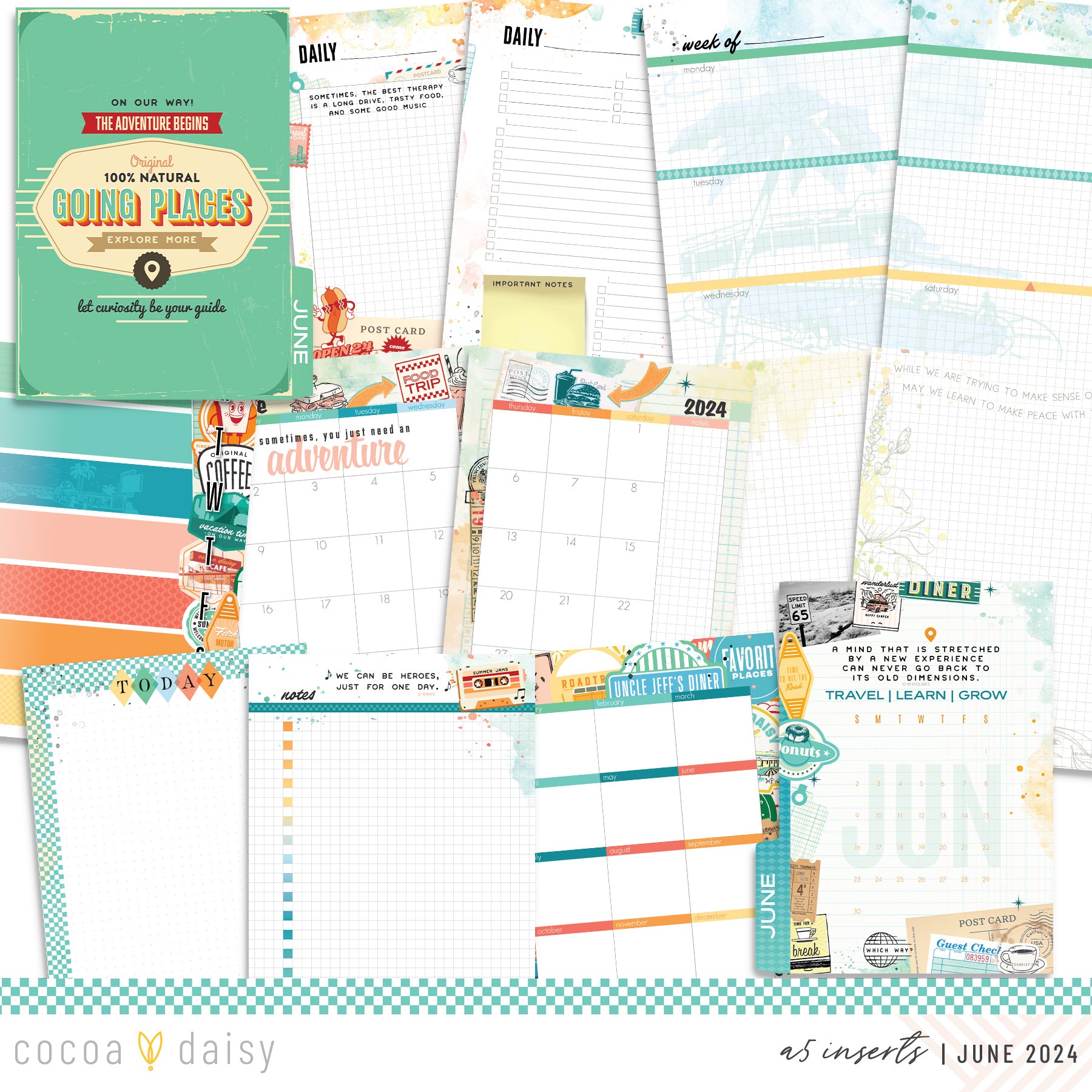 Let's Go Inserts or notebook Only - Choose your size June 2024