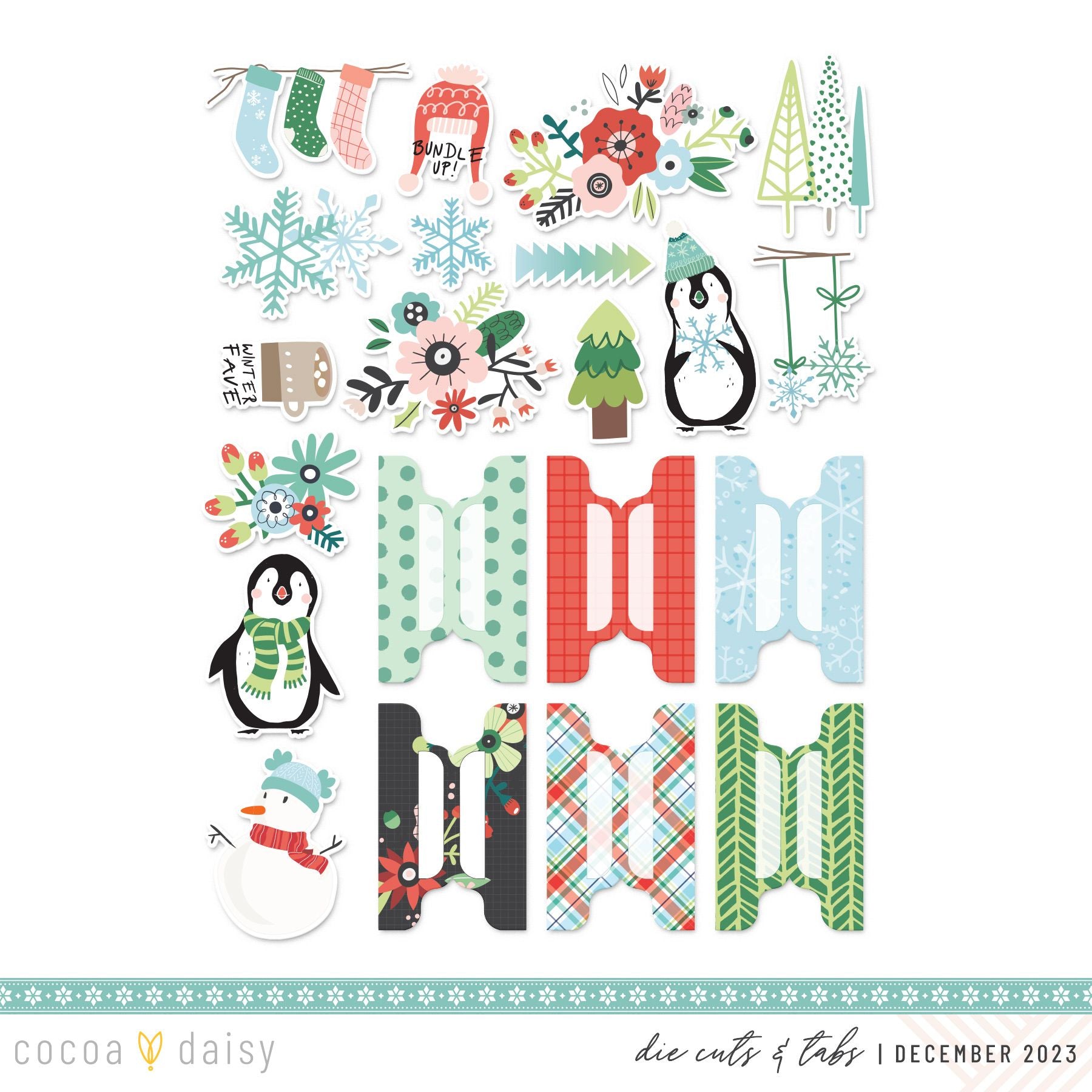 Let It Snow Die Cuts and Tabs from Main Planner December 2023 Cocoa Daisy