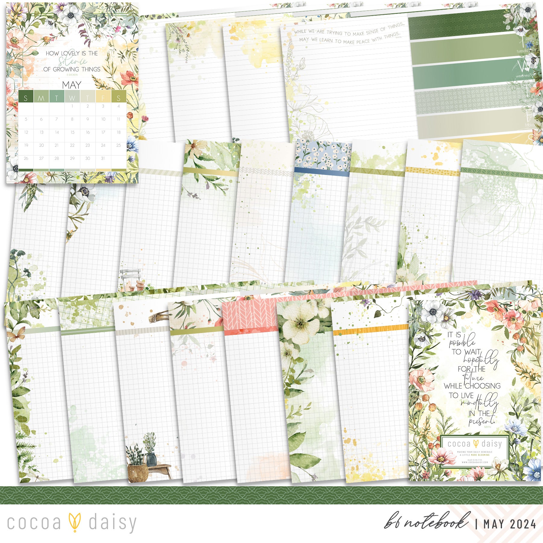 From The Garden Inserts or notebook Only - Choose your size May 2024