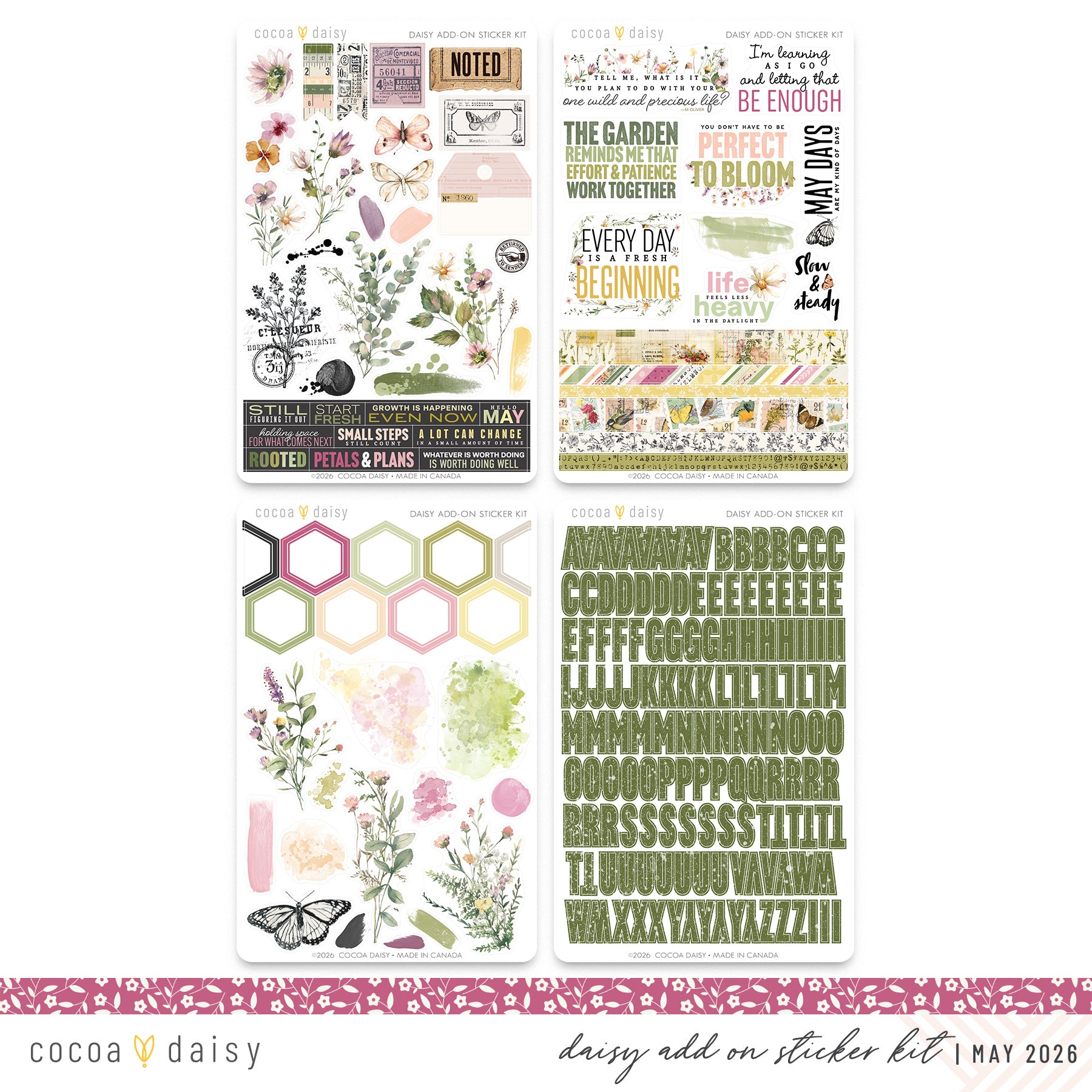 Field Notes & Florals Daisy Add On Sticker Kit - May 2026 – Cocoa Daisy
