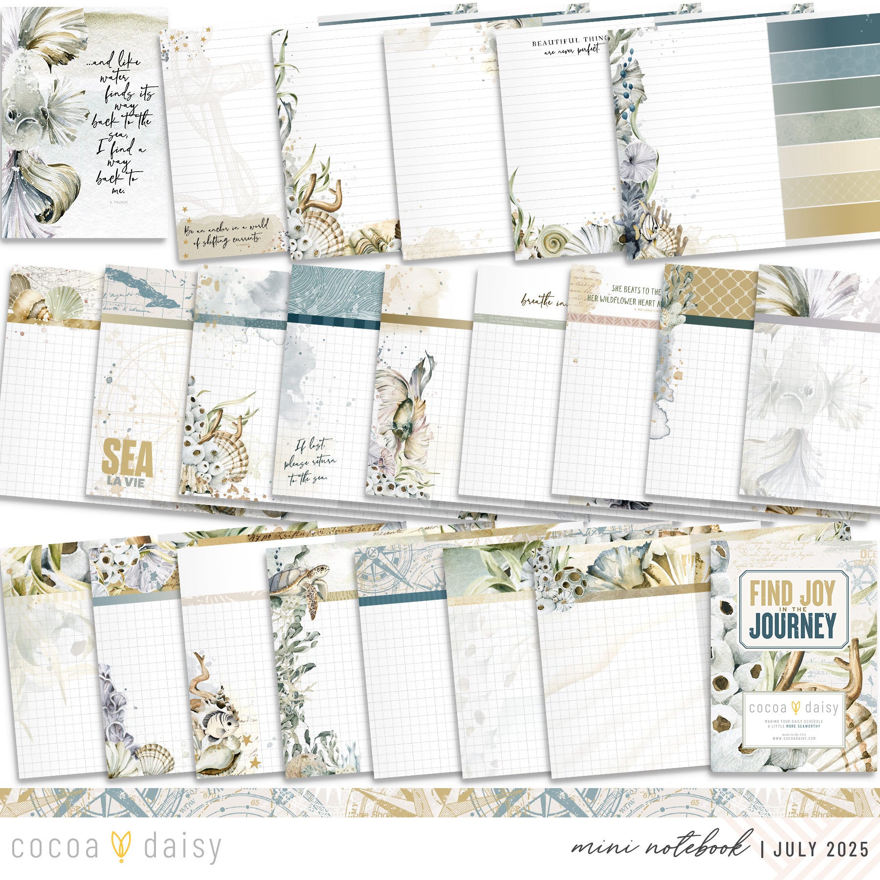 Where The Sea Dreams Inserts or notebook Only - Choose your size - July 2025