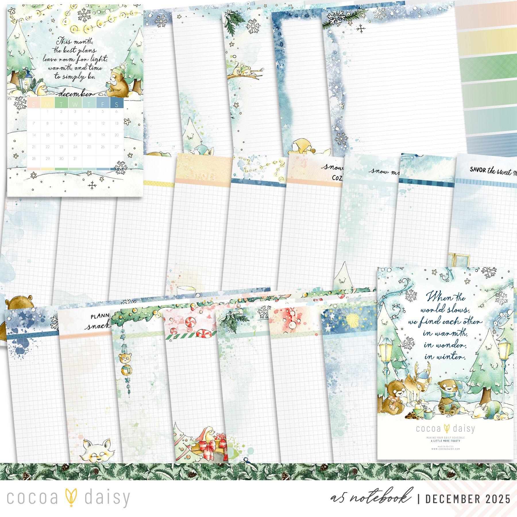 Snow Day Society Inserts or notebook Only - Choose your size - December 2025