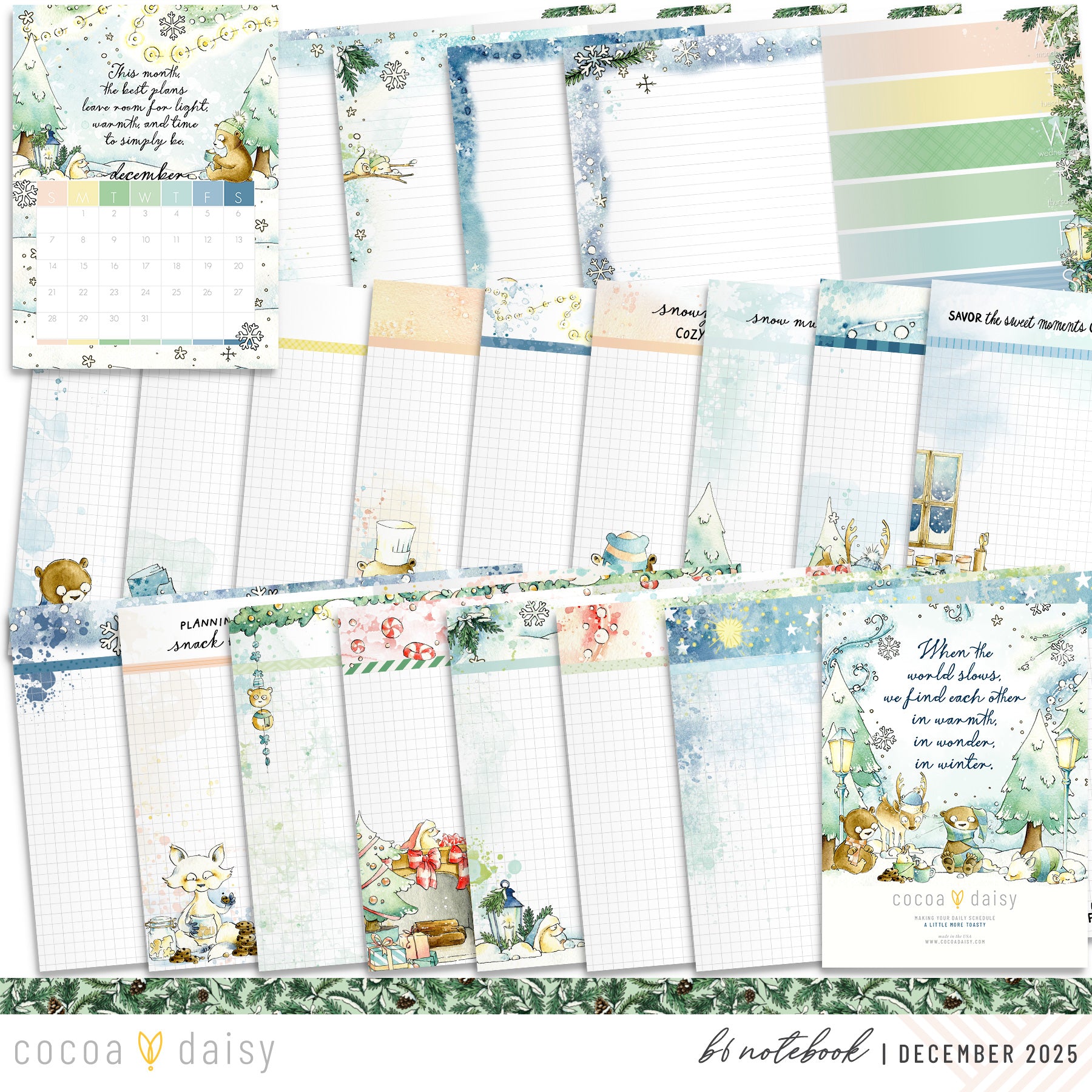 Snow Day Society Inserts or notebook Only - Choose your size - December 2025