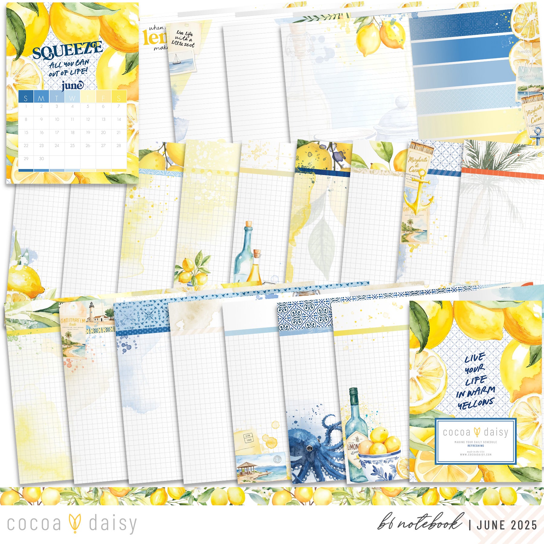 Mediterranean Muse Inserts or notebook Only - Choose your size - June 2025