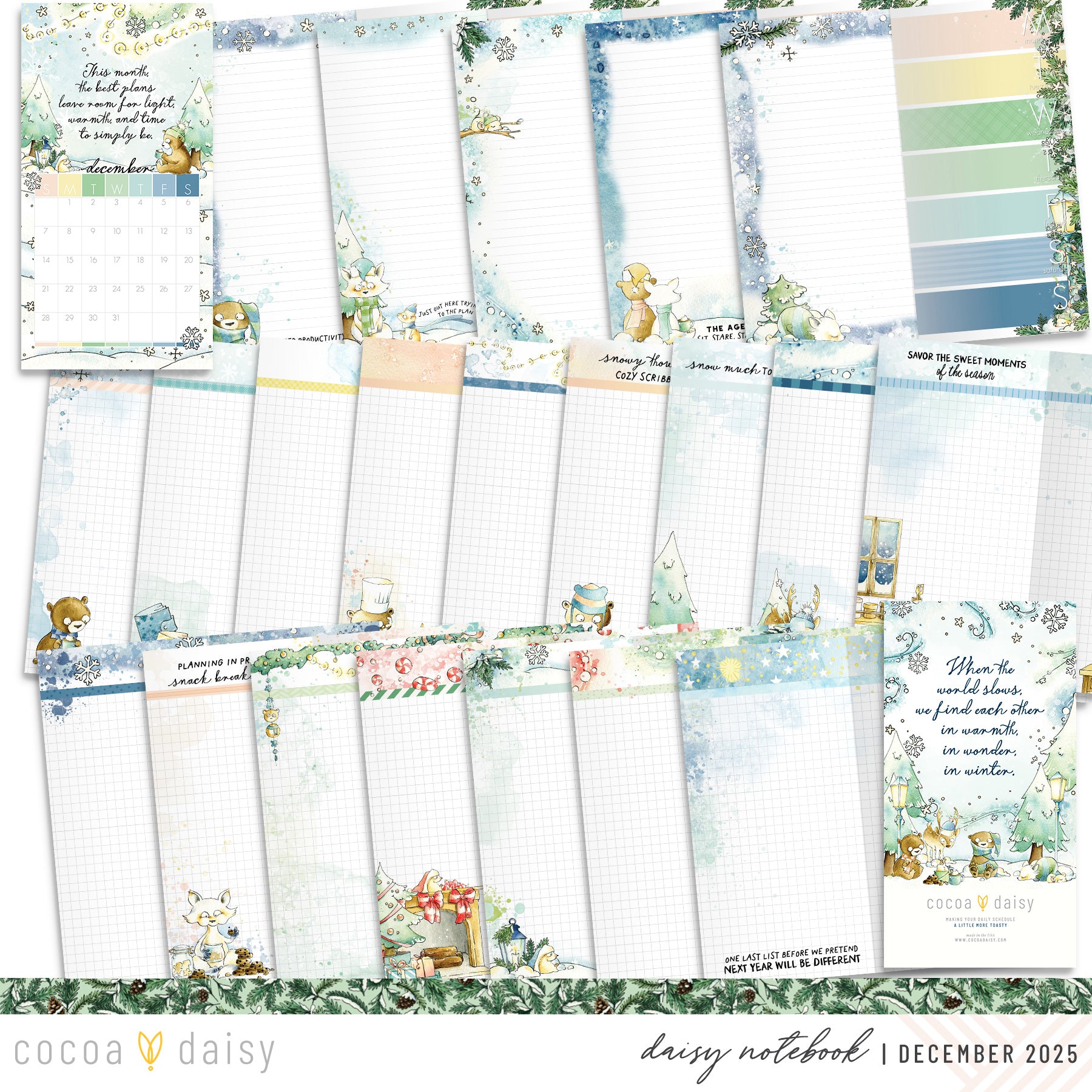 Snow Day Society Inserts or notebook Only - Choose your size - December 2025