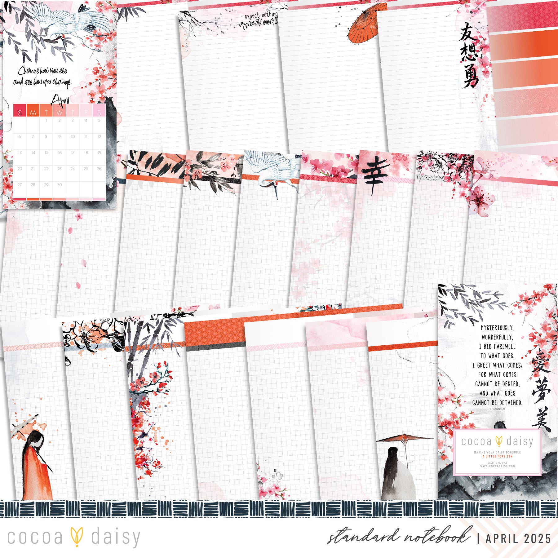 Serenity Inserts or notebook Only - Choose your size - April 2025