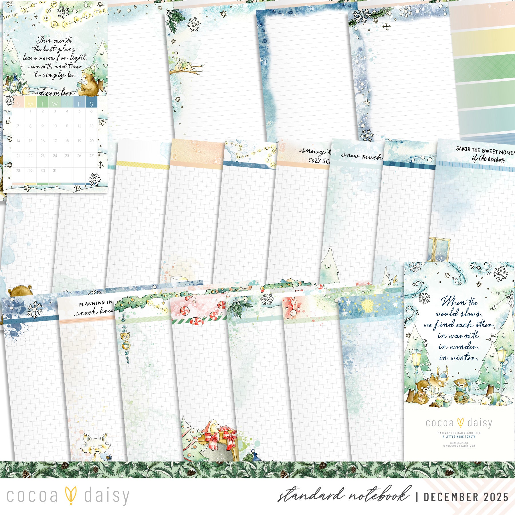 Snow Day Society Inserts or notebook Only - Choose your size - December 2025