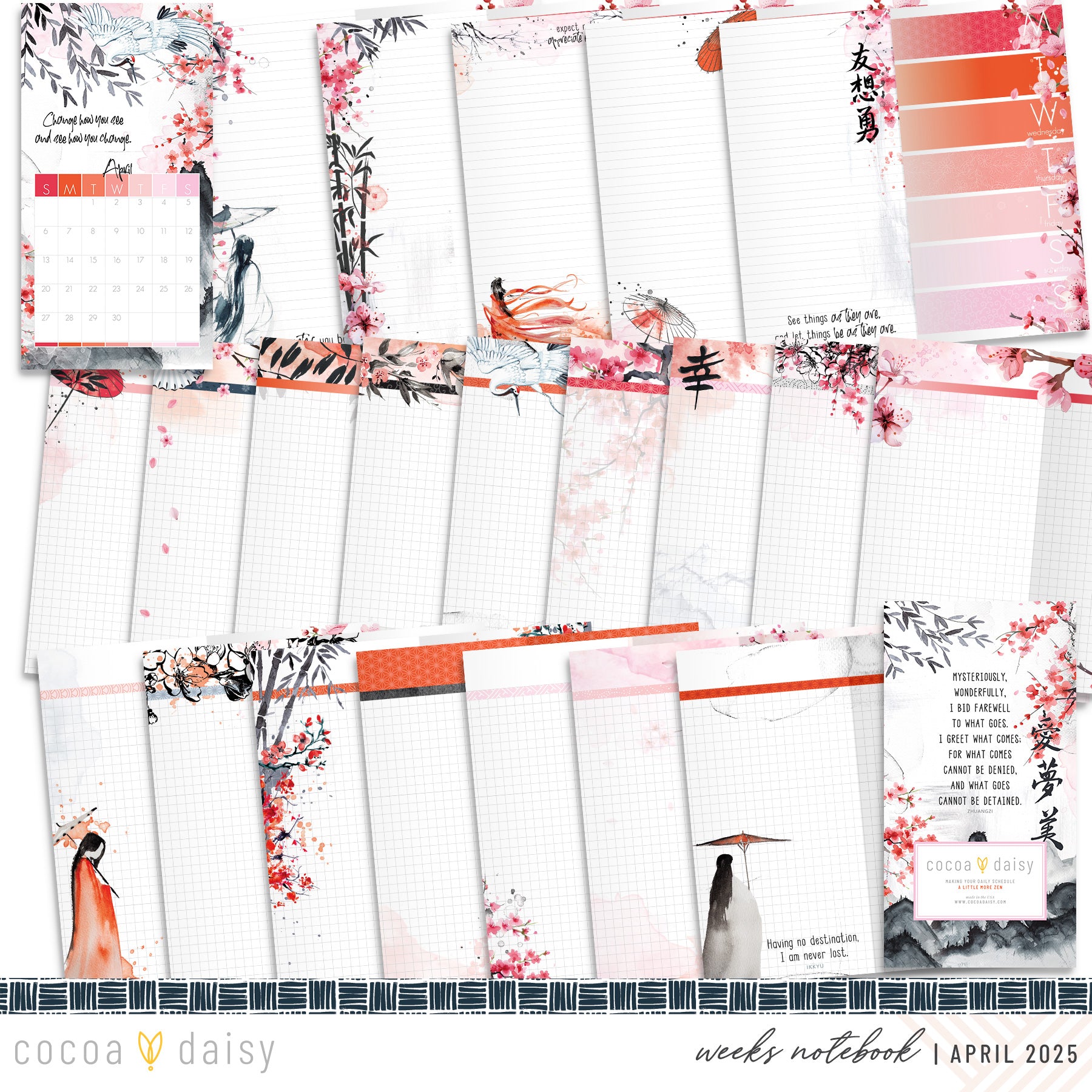 Serenity Inserts or notebook Only - Choose your size - April 2025