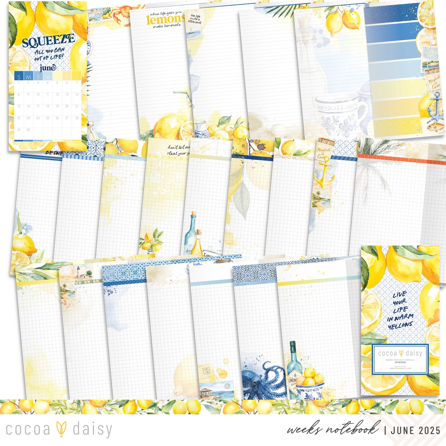 Mediterranean Muse Inserts or notebook Only - Choose your size - June 2025