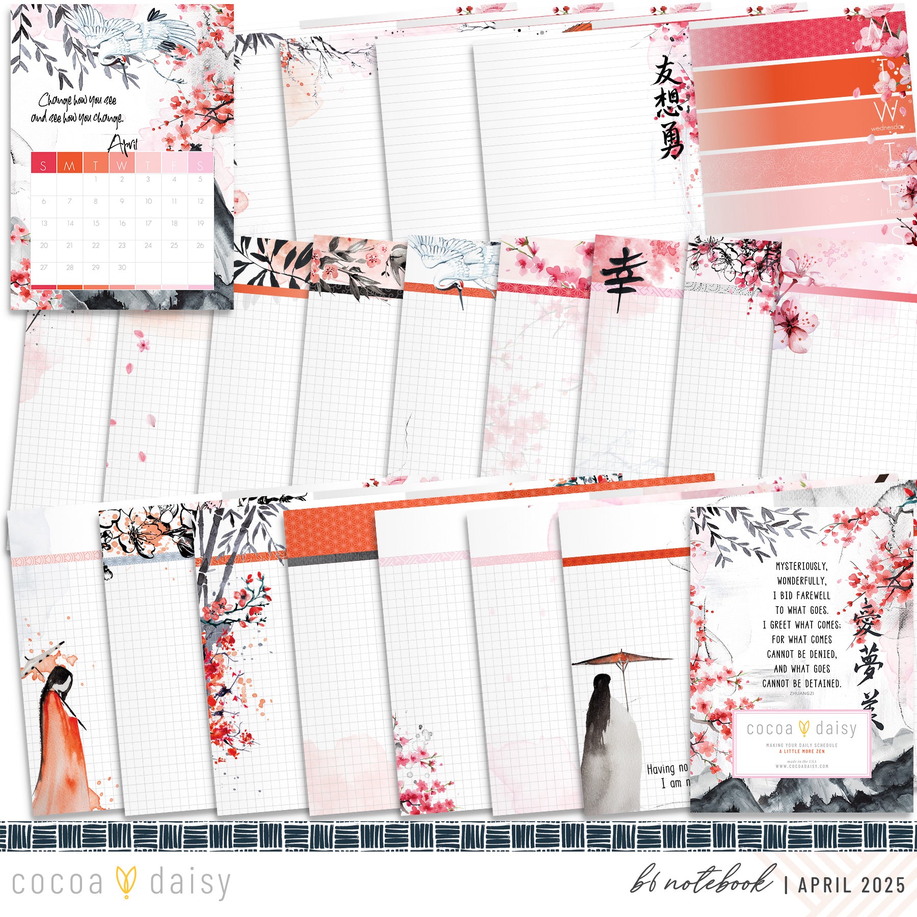 Serenity Inserts or notebook Only - Choose your size - April 2025