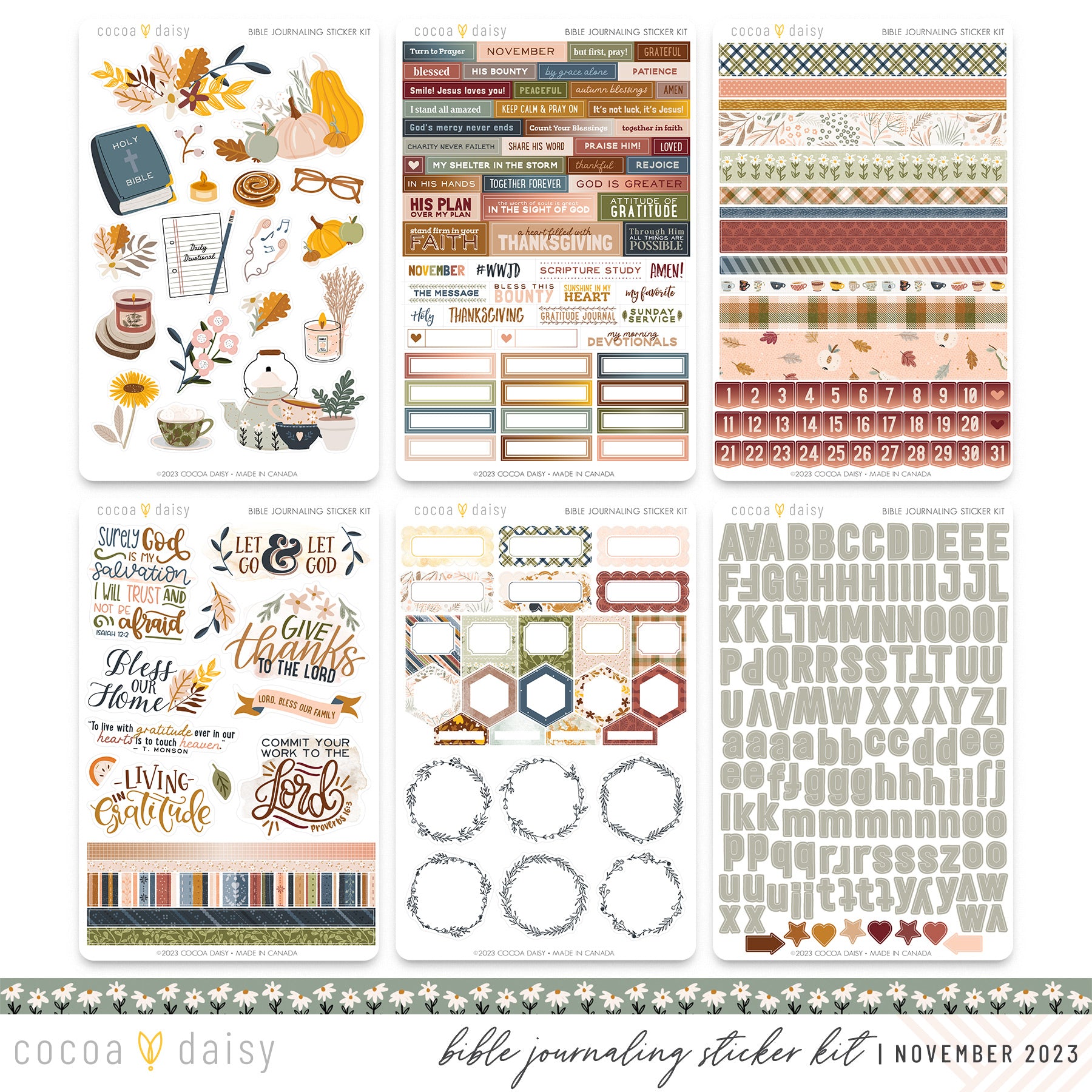 Home Sweet Home Bible Journaling Sticker Kit November 2023 – Cocoa Daisy