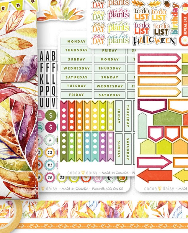 Autumn Whispers "Days of the Week" Planner Add On Sticker Sheet
