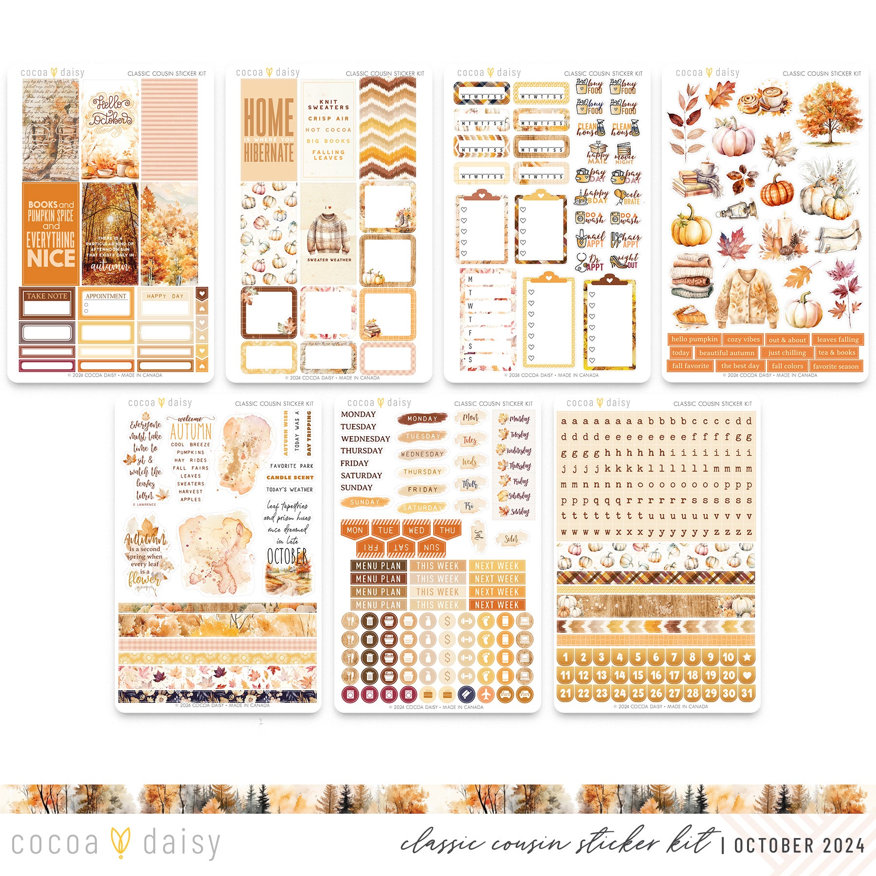 Cozy Season Classic Cousin Sticker Kit - October 2024 – Cocoa Daisy