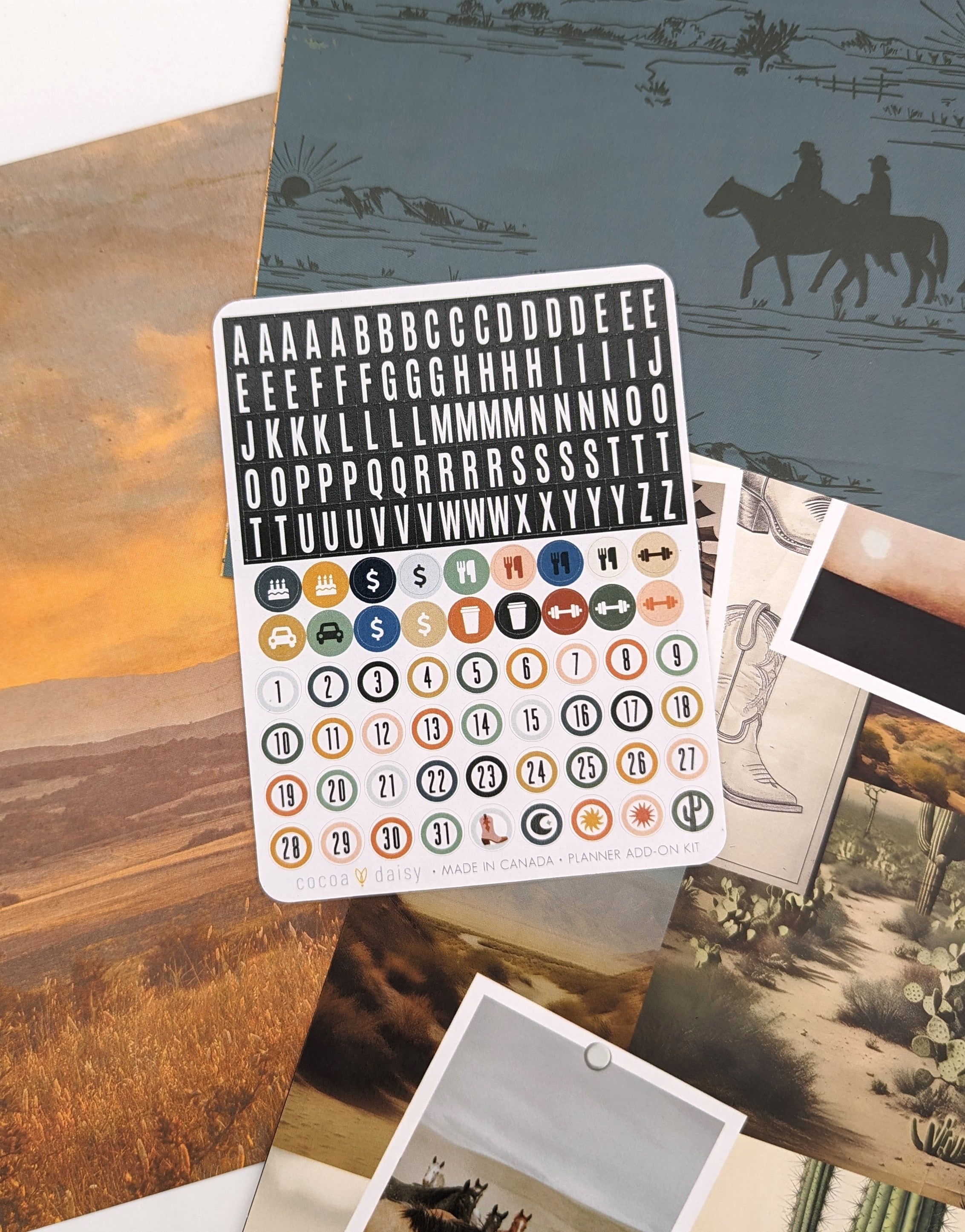 Big Sky "Alpha & Number" Planner Add On Sticker Sheet - March 2024