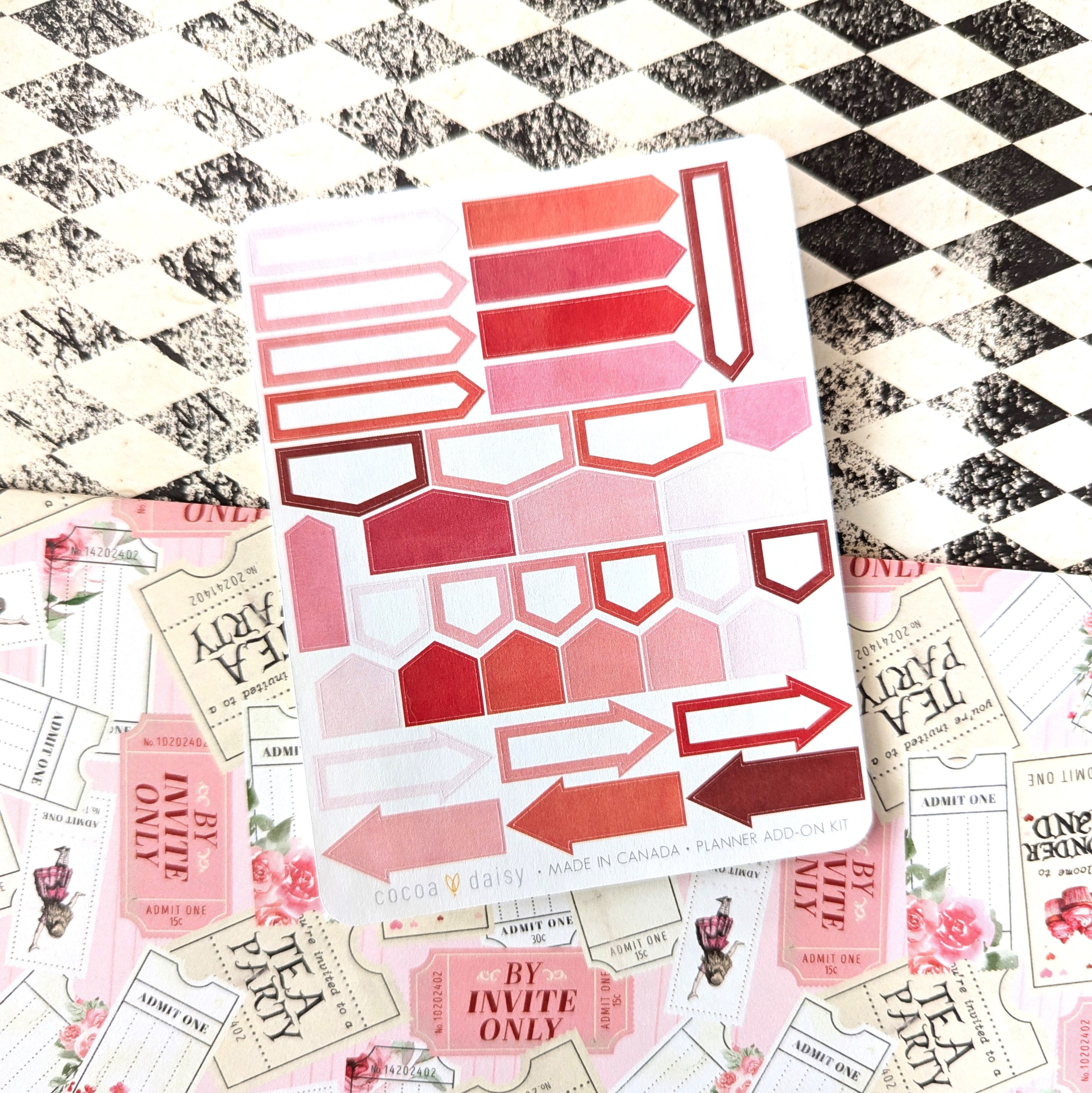 Wonderland "Flags & Arrows" Sticker Sheet from the Planner Add On - February 2024
