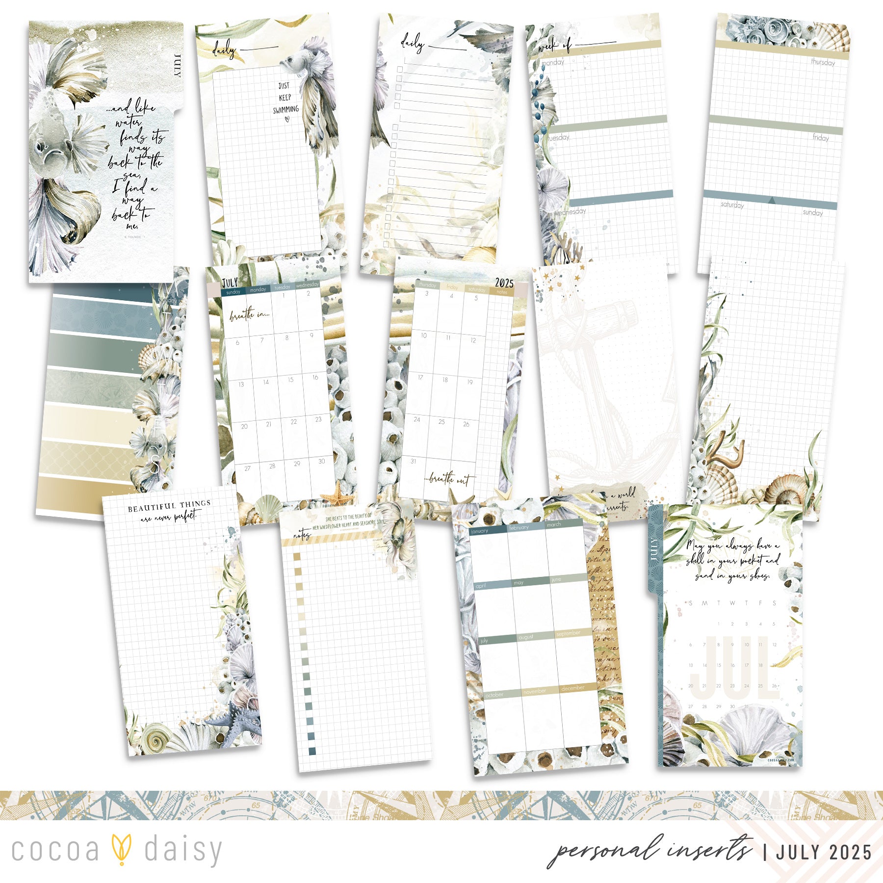 Where The Sea Dreams Inserts or notebook Only - Choose your size - July 2025
