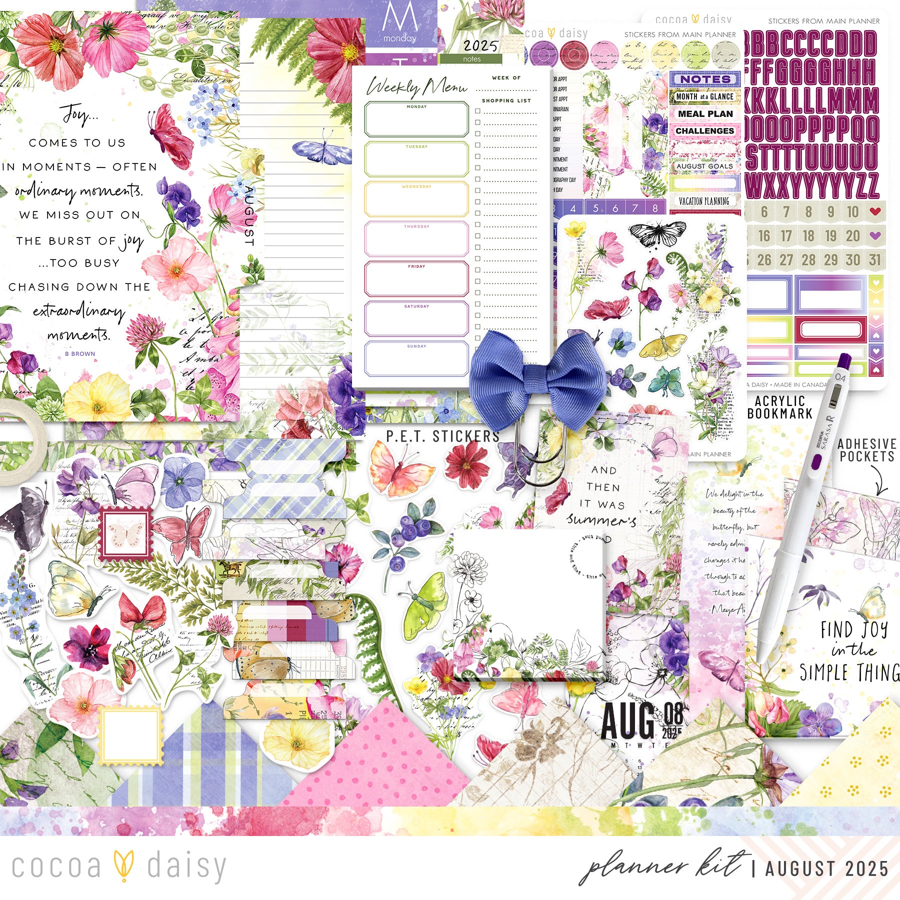 Flutterby Planner Kit - Choose your insert or notebook - August 2025