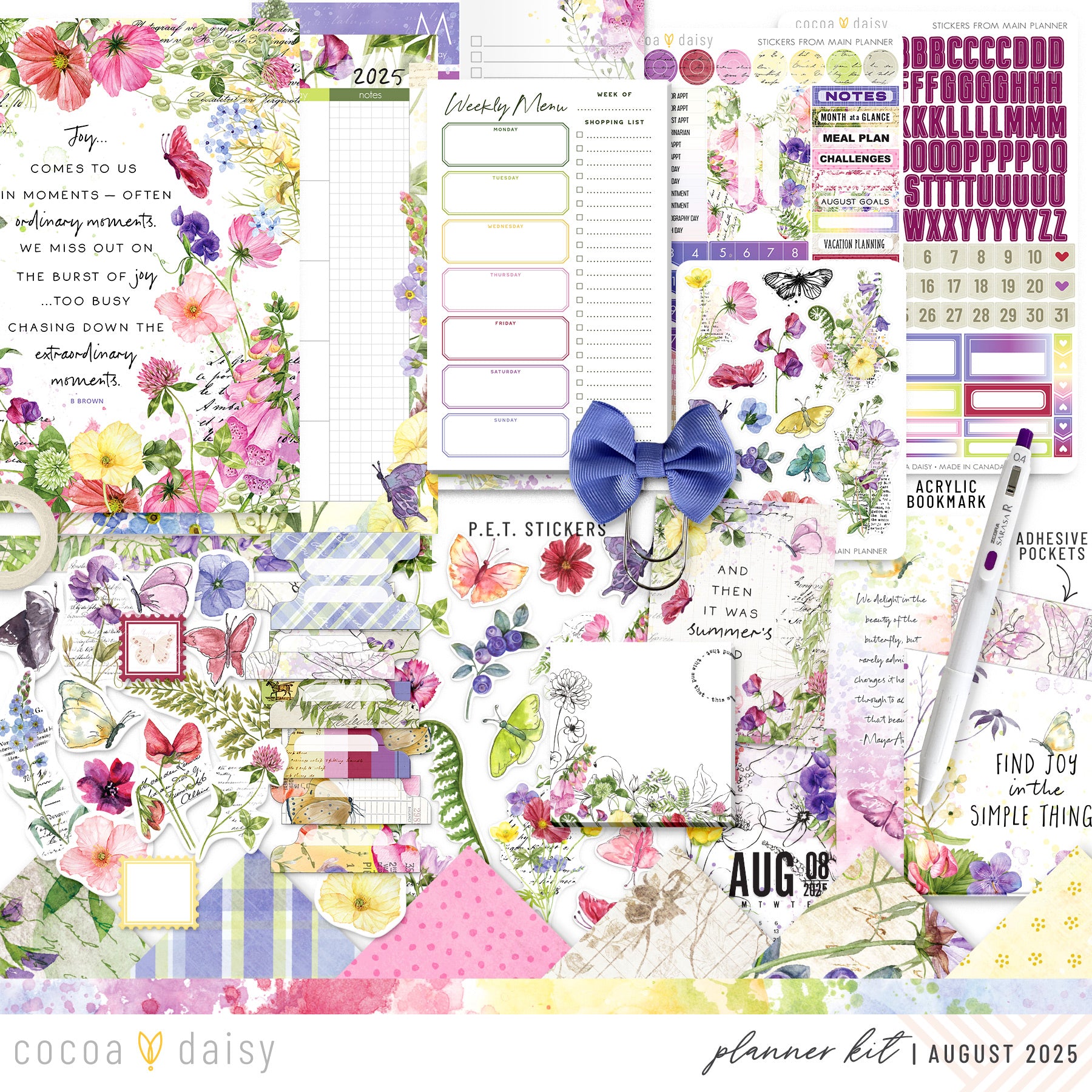 Flutterby Planner Kit - Choose your insert or notebook - August 2025