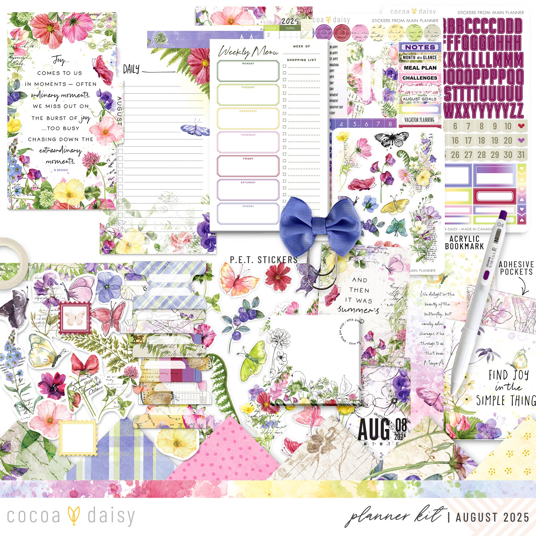 Flutterby Planner Kit - Choose your insert or notebook - August 2025