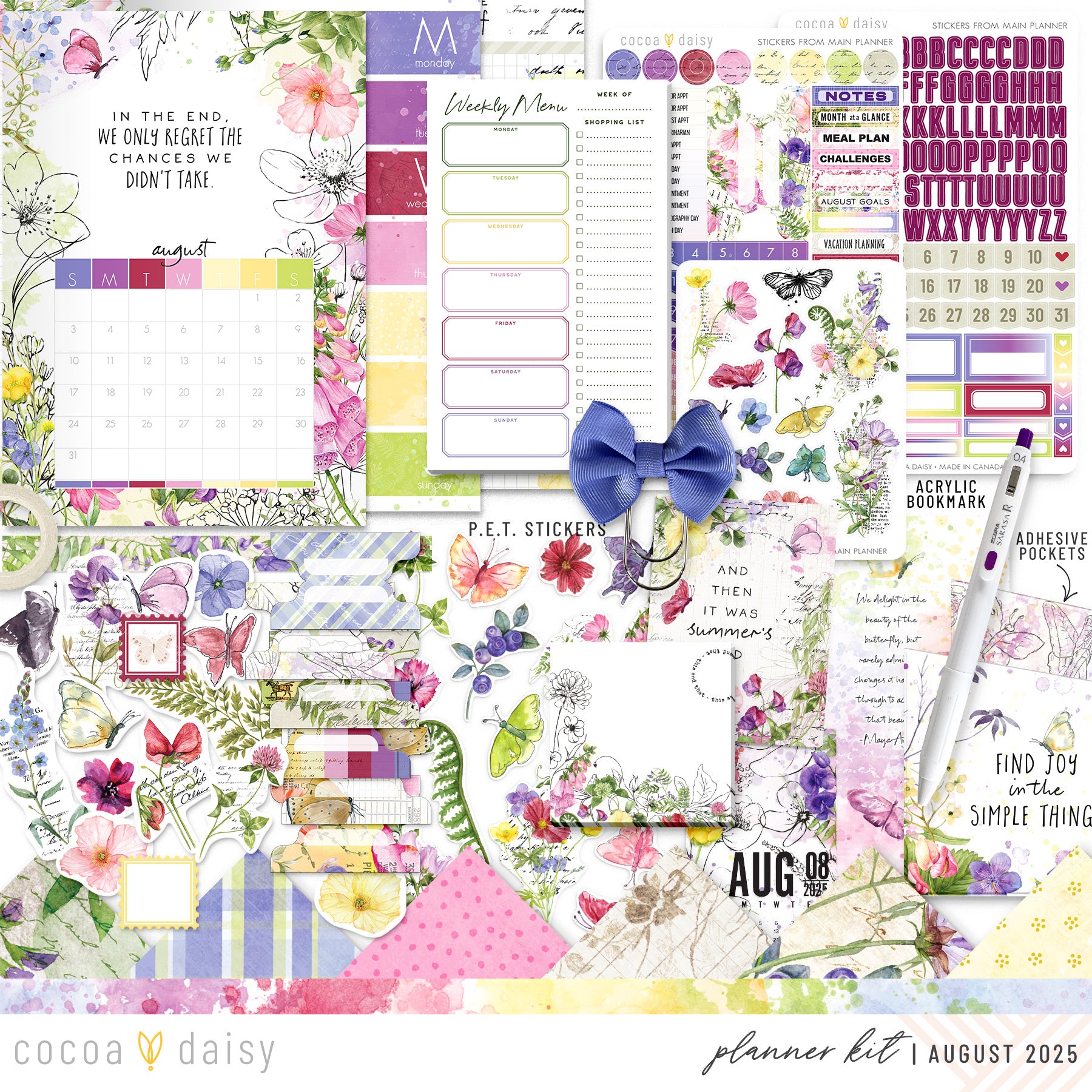 Flutterby Planner Kit - Choose your insert or notebook - August 2025