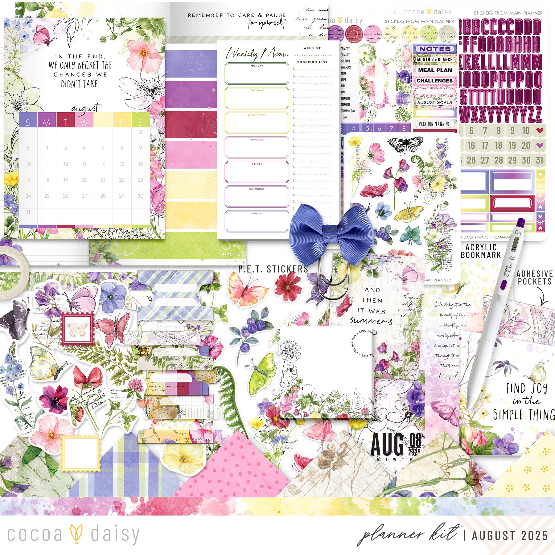 Flutterby Planner Kit - Choose your insert or notebook - August 2025