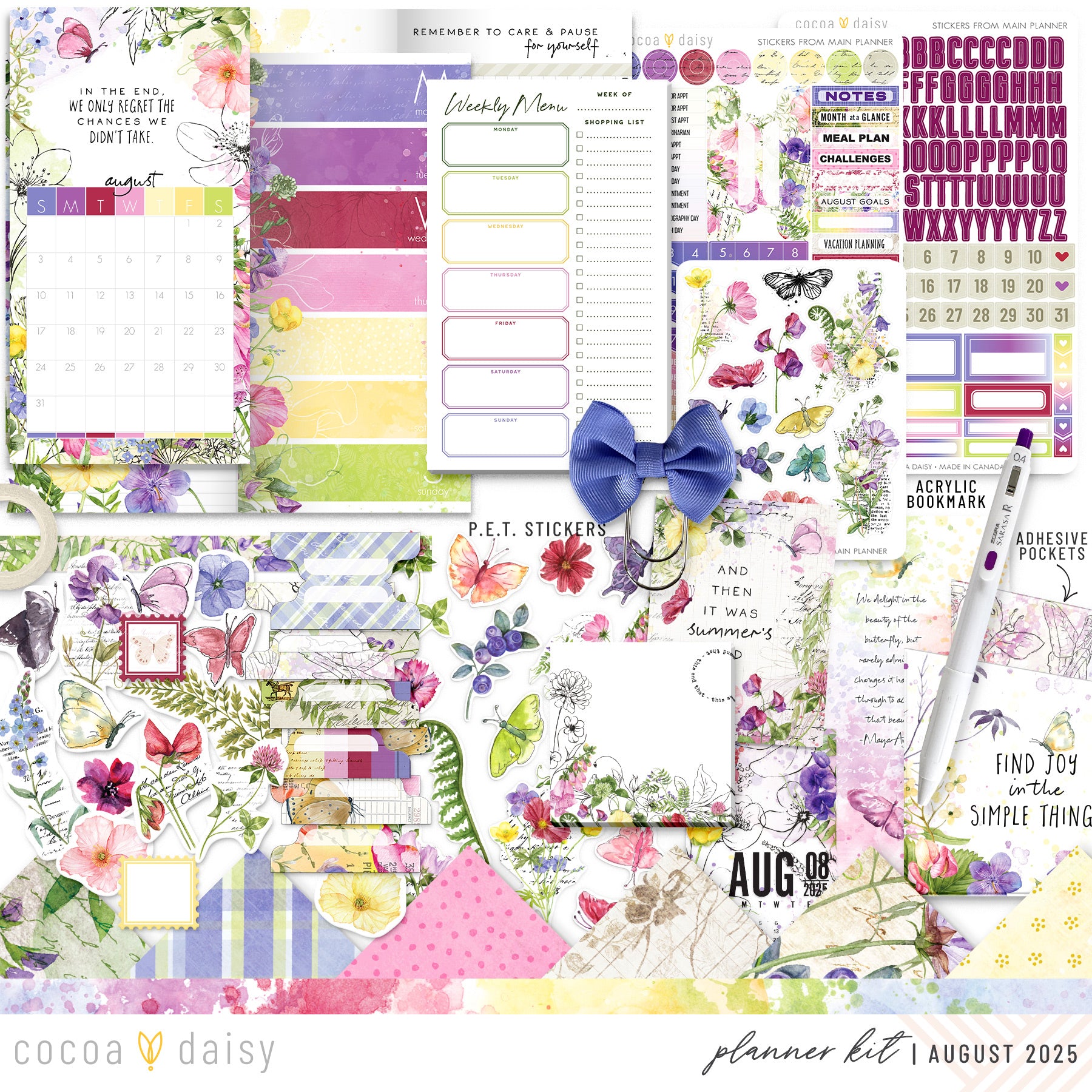 Flutterby Planner Kit - Choose your insert or notebook - August 2025