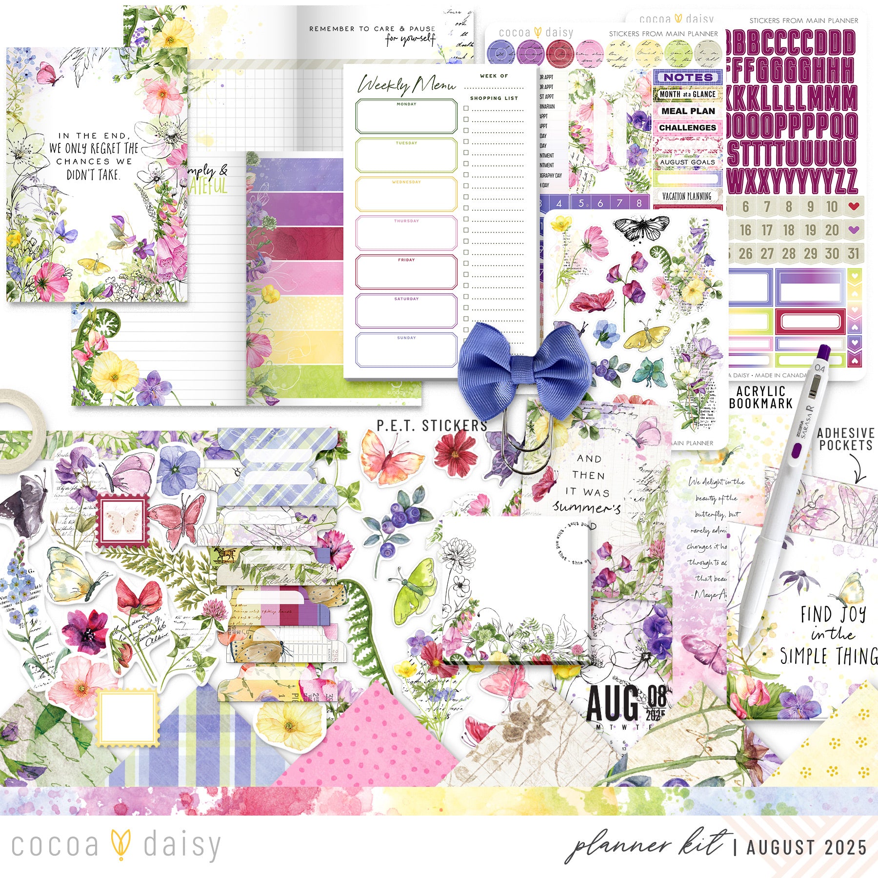 Flutterby Planner Kit - Choose your insert or notebook - August 2025