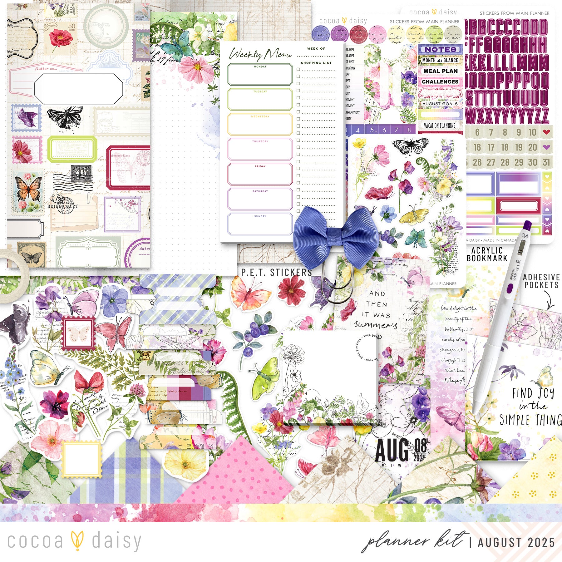 Flutterby Planner Kit - Choose your insert or notebook - August 2025