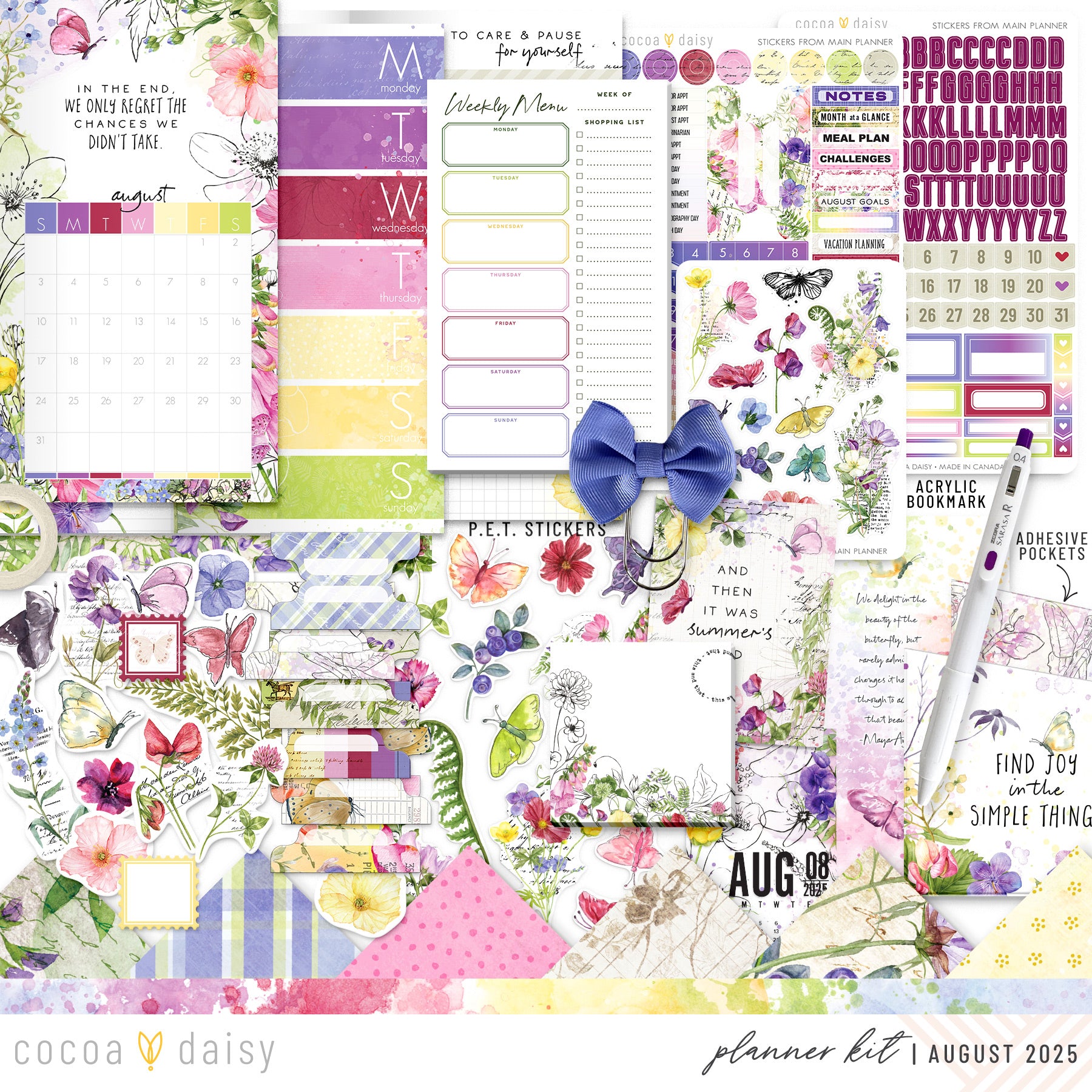 Flutterby Planner Kit - Choose your insert or notebook - August 2025