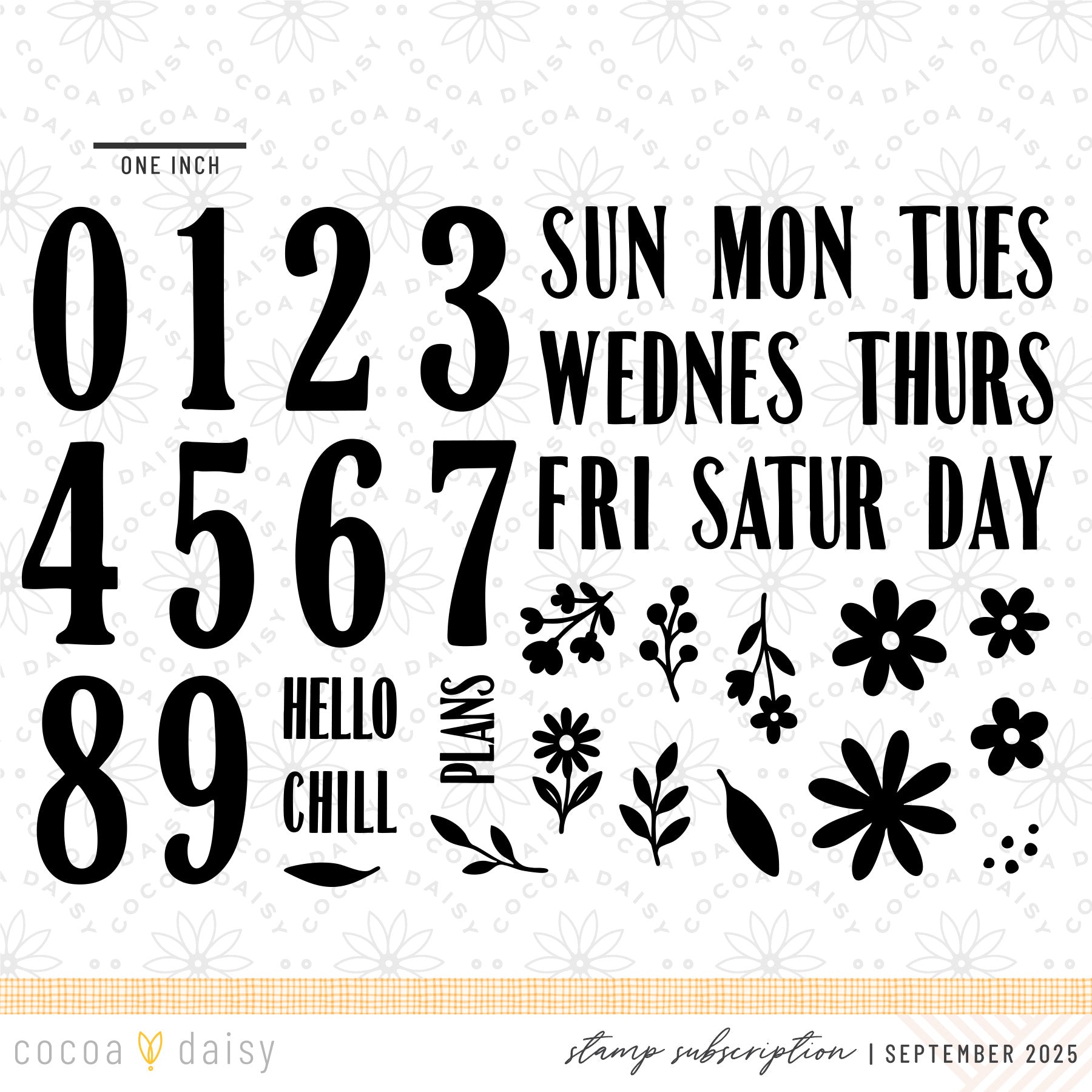 Chapters of September "Weekday/Numbers (Bumble Font)" Stamp Set - September 2025