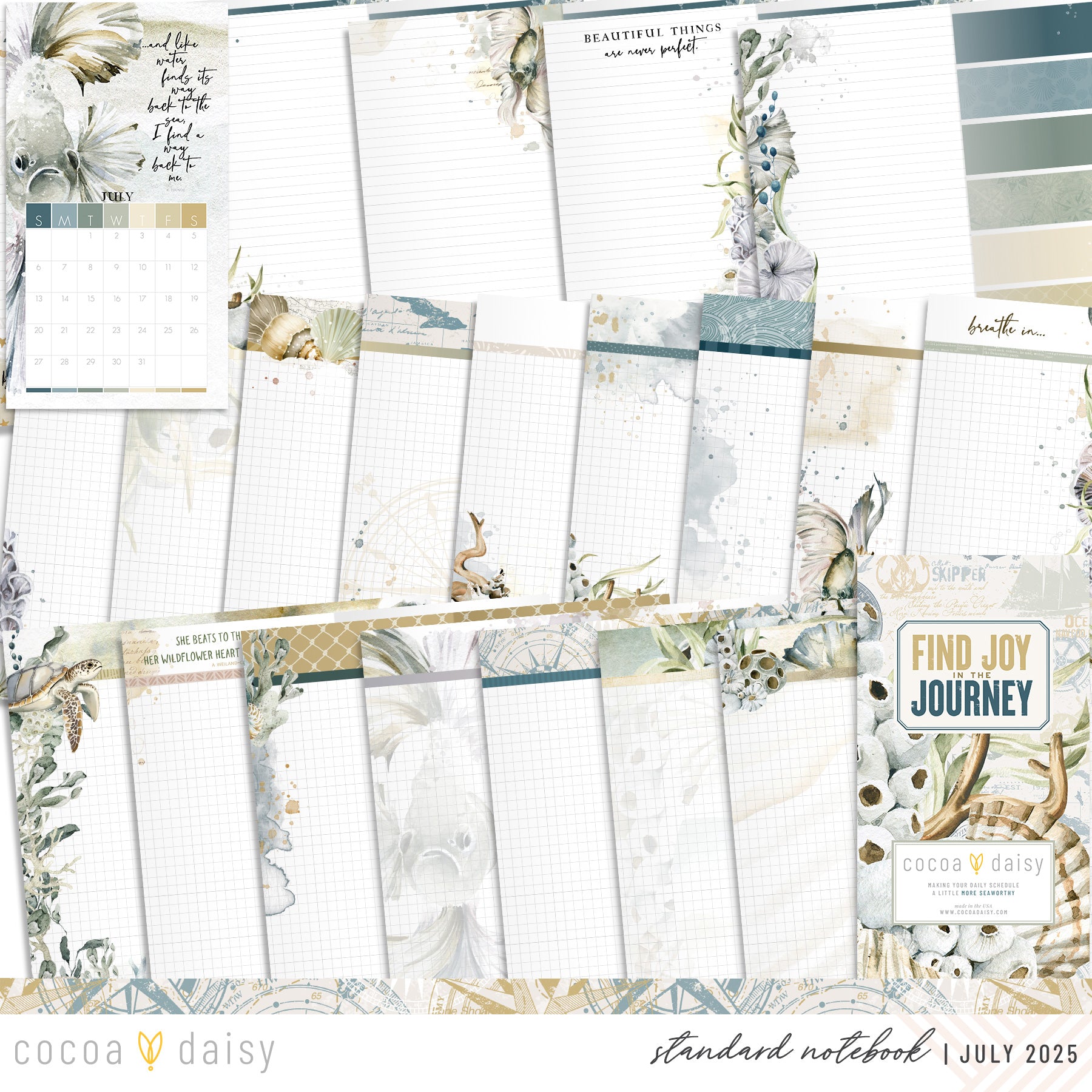 Where The Sea Dreams Inserts or notebook Only - Choose your size - July 2025