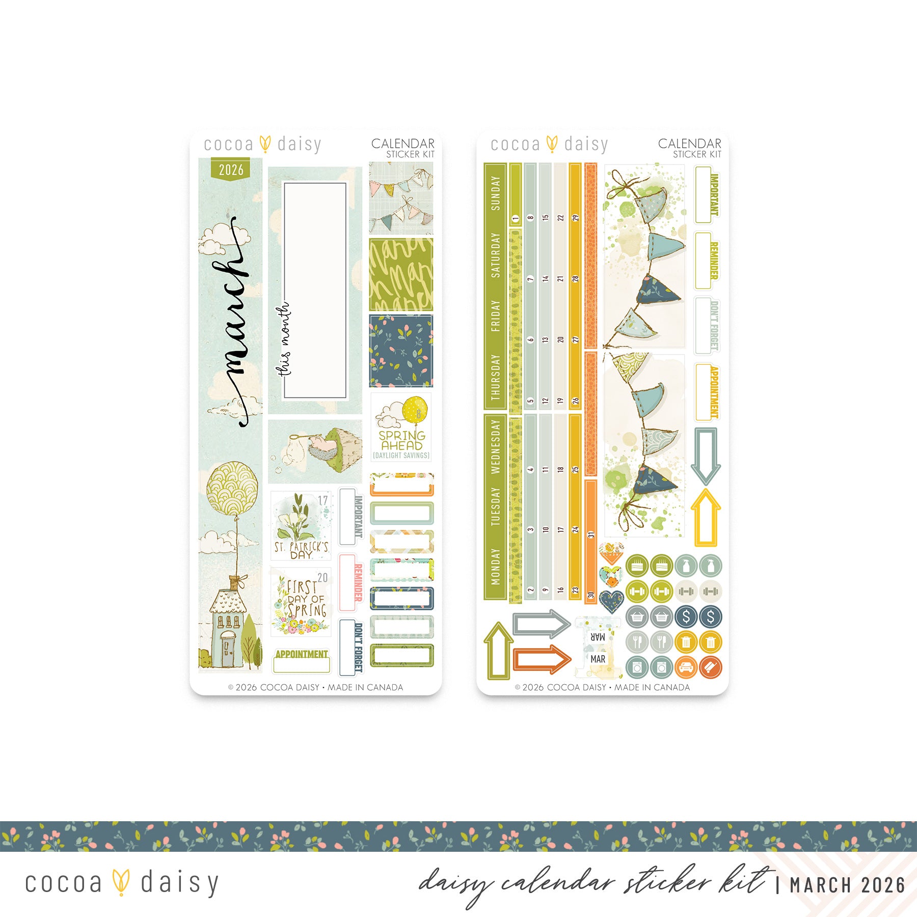 Where The Breeze Begins Calendar Stickers for Daisy Weeks - March 2026 ...