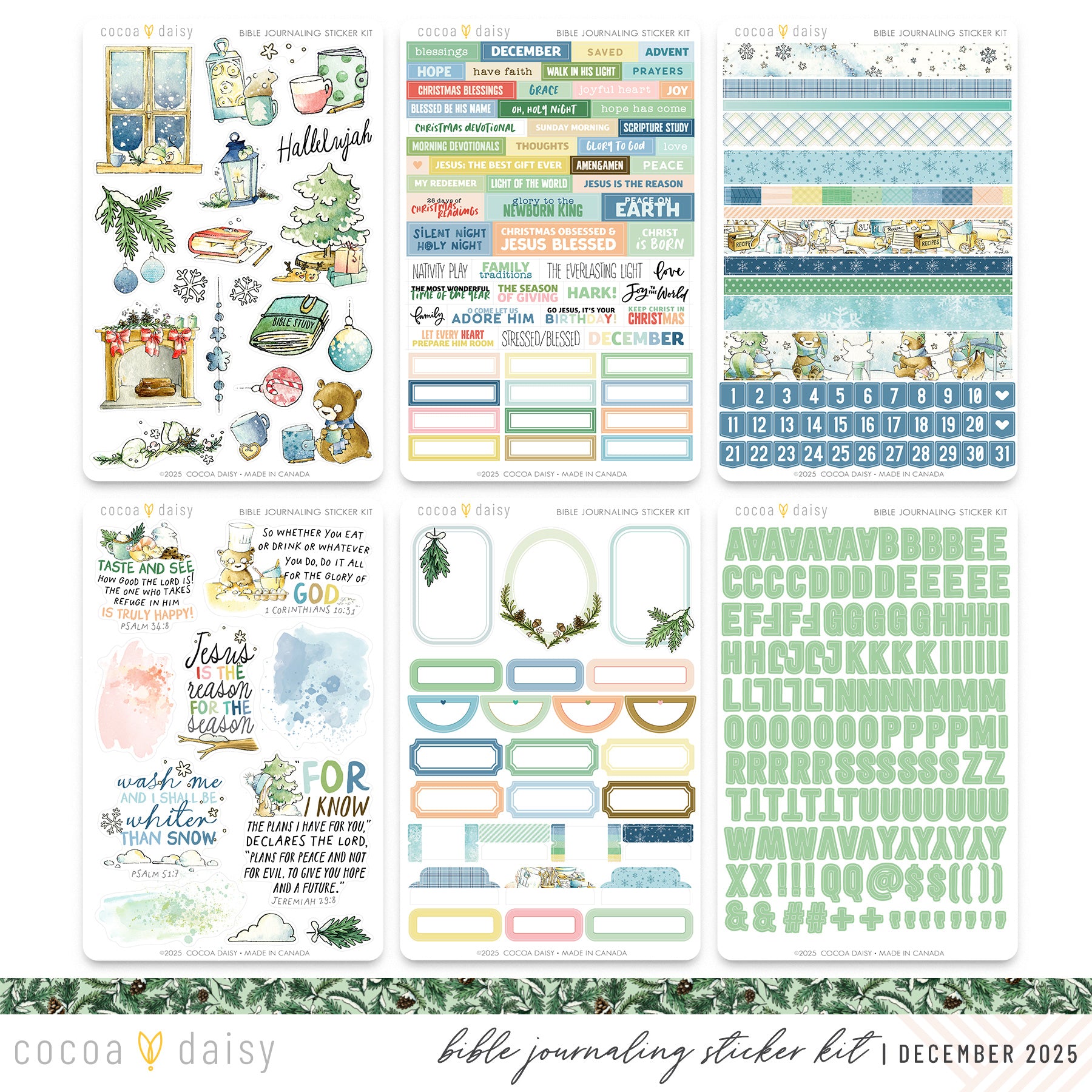 Snow Day Society Bible Journaling Sticker Kit - December 2025