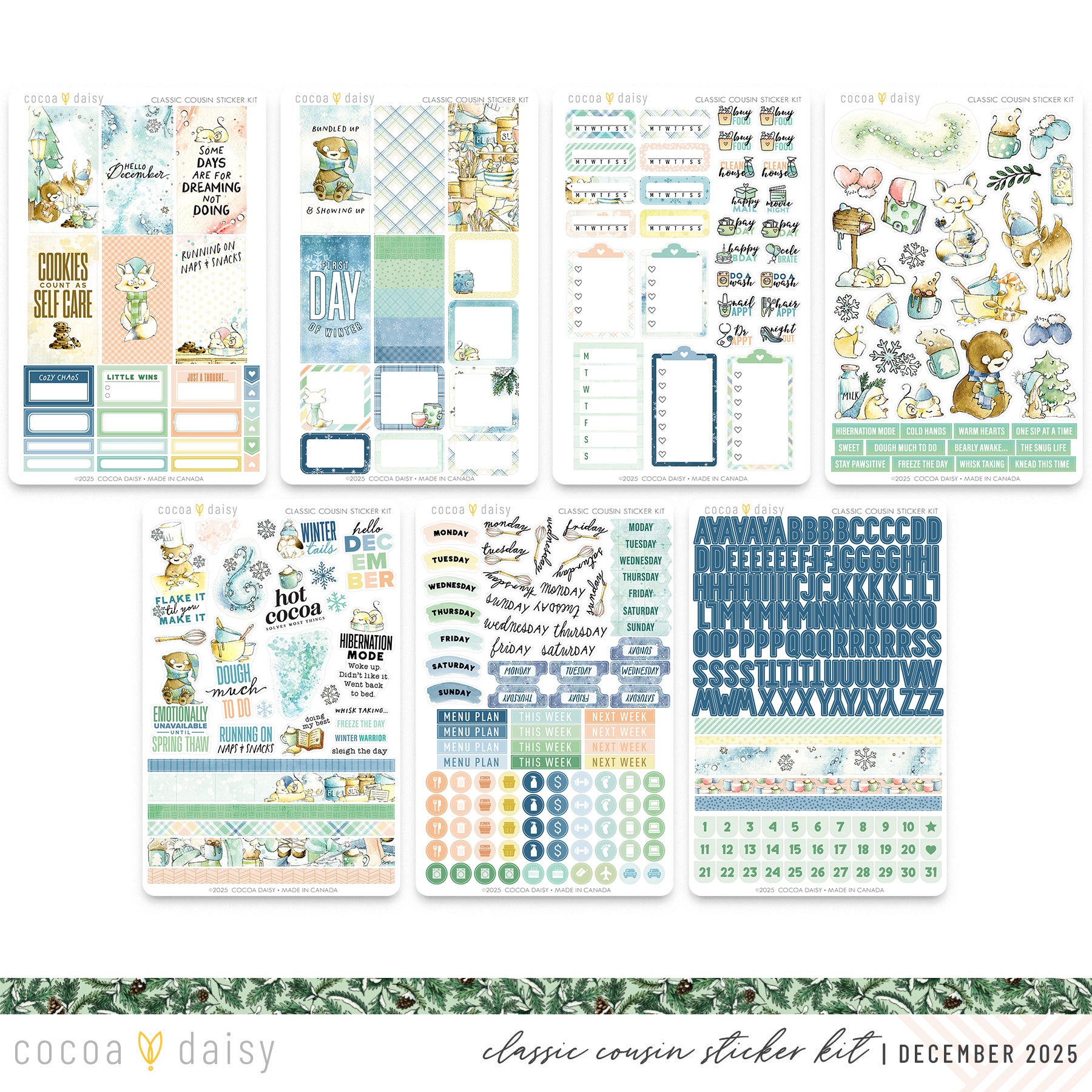 Snow Day Society Classic Cousin Sticker Kit - December 2025
