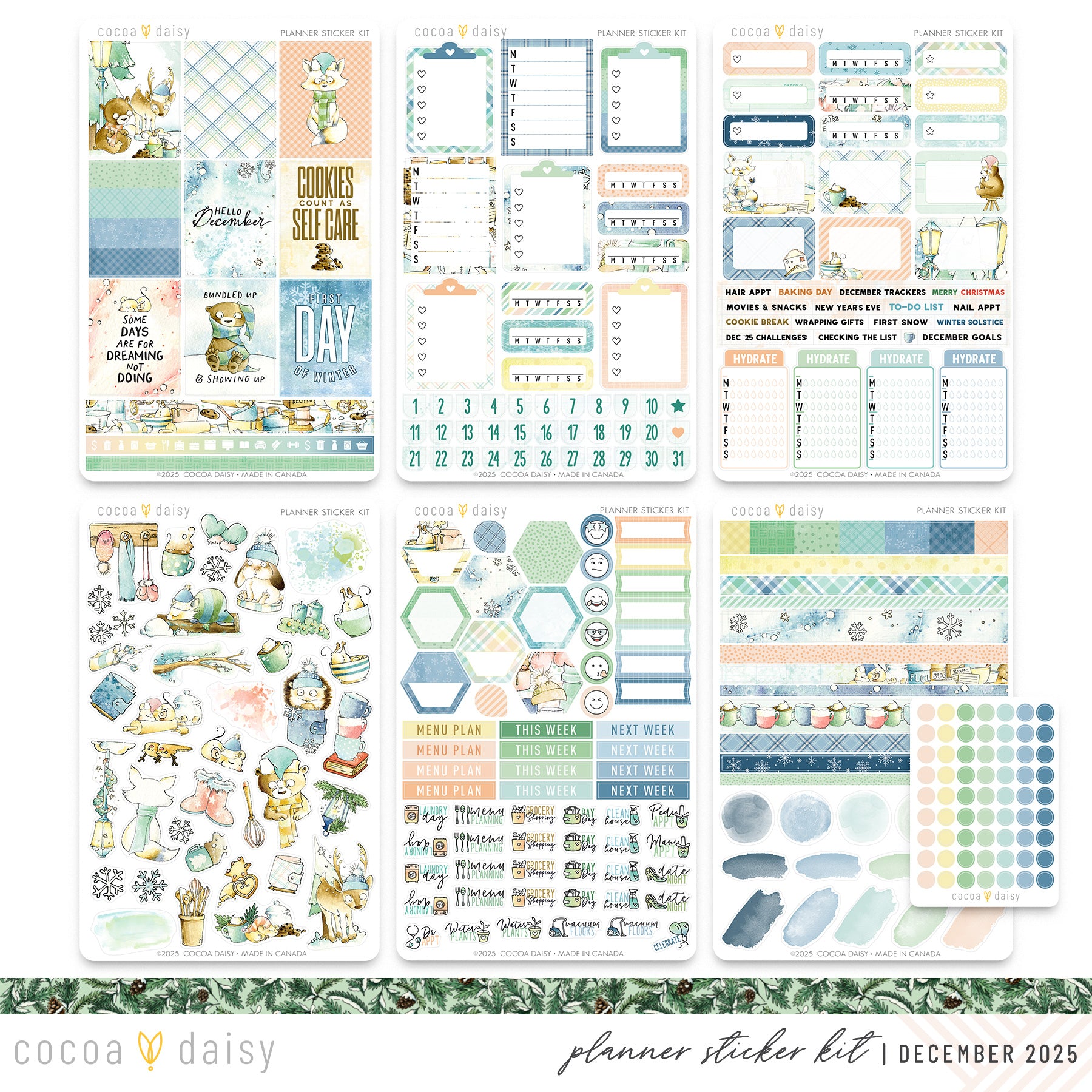 Snow Day Society Planner Stickers - December 2025