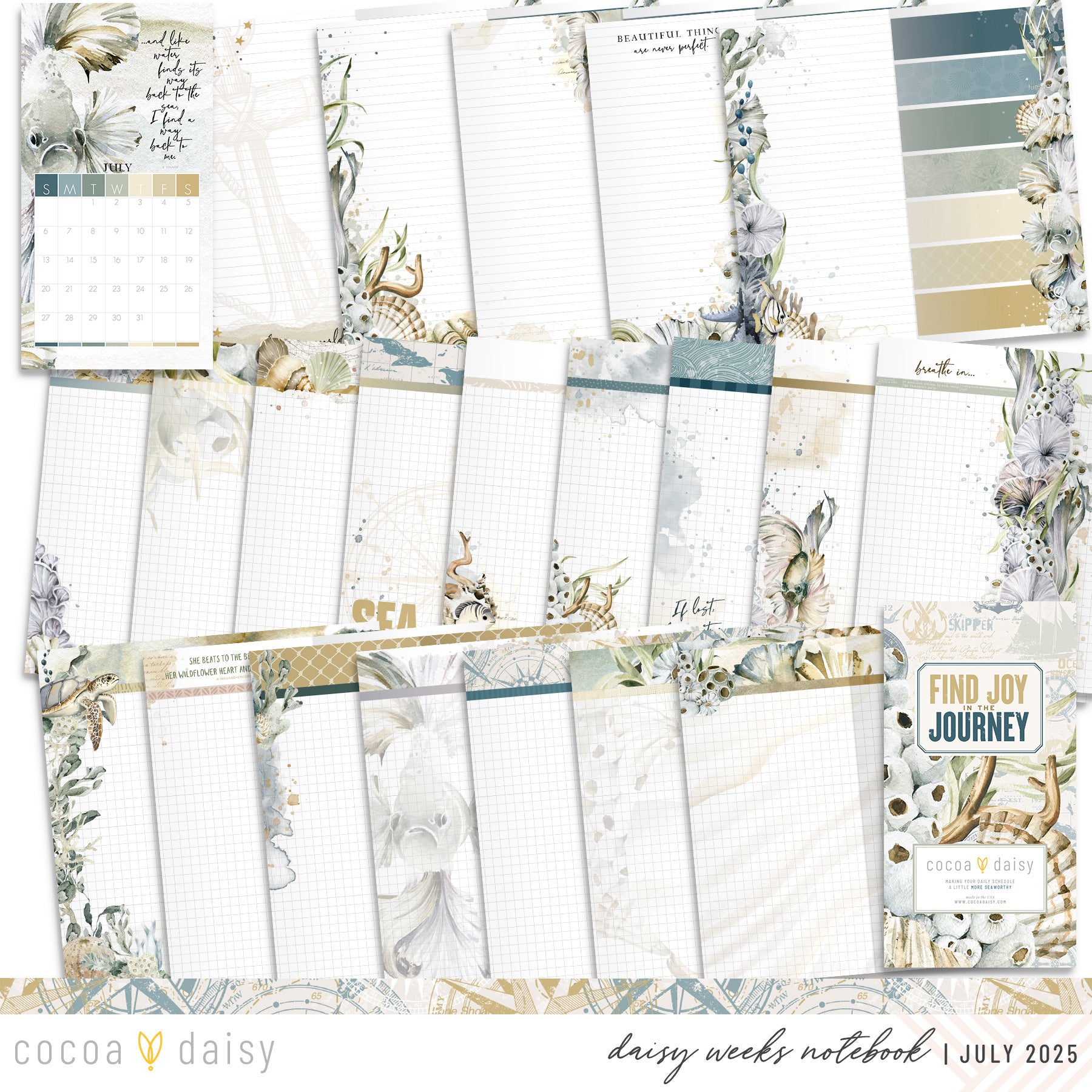 Where The Sea Dreams Inserts or notebook Only - Choose your size - July 2025
