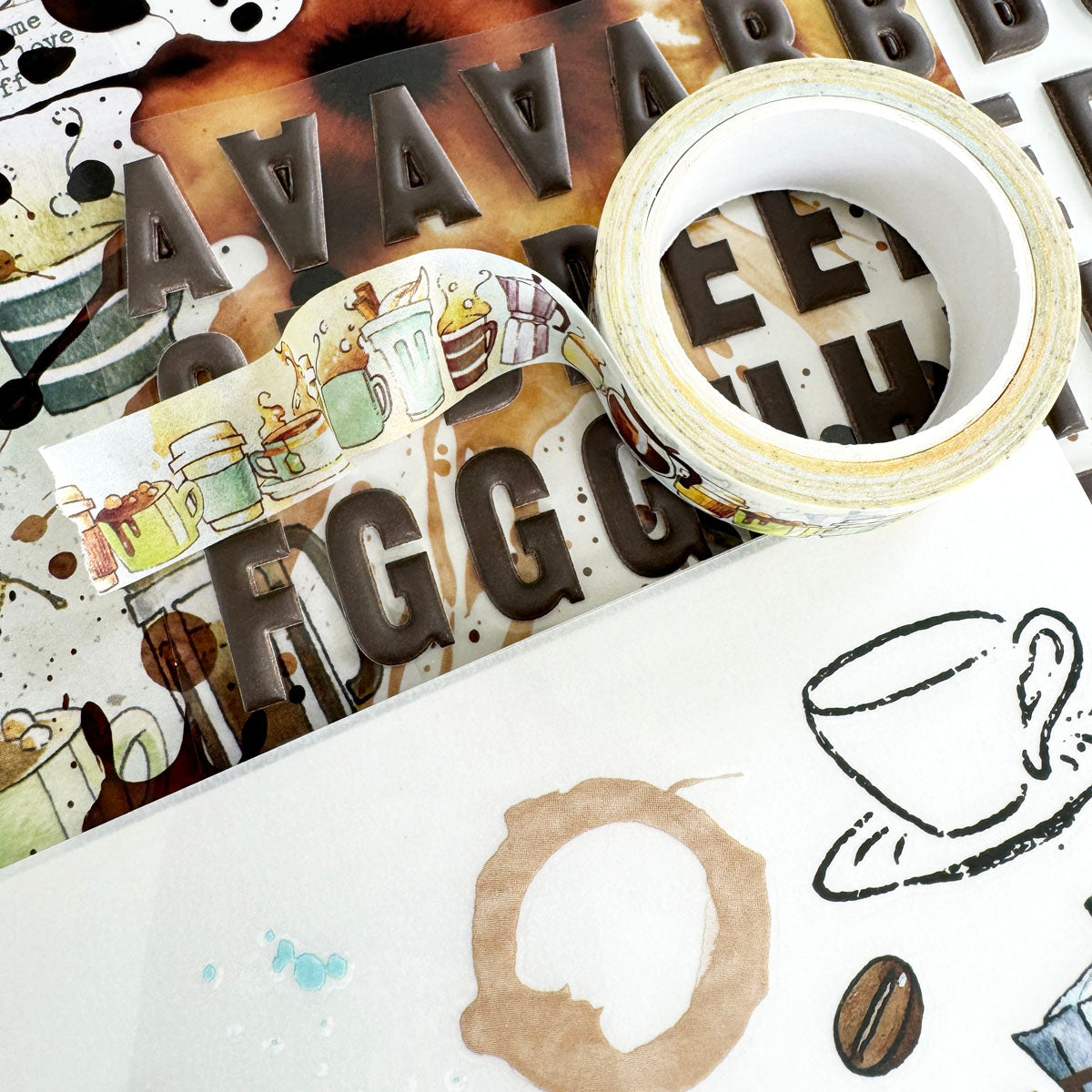 Chapters "Cup O' Jo" Washi from the Coffee Kit November 2024 Cocoa