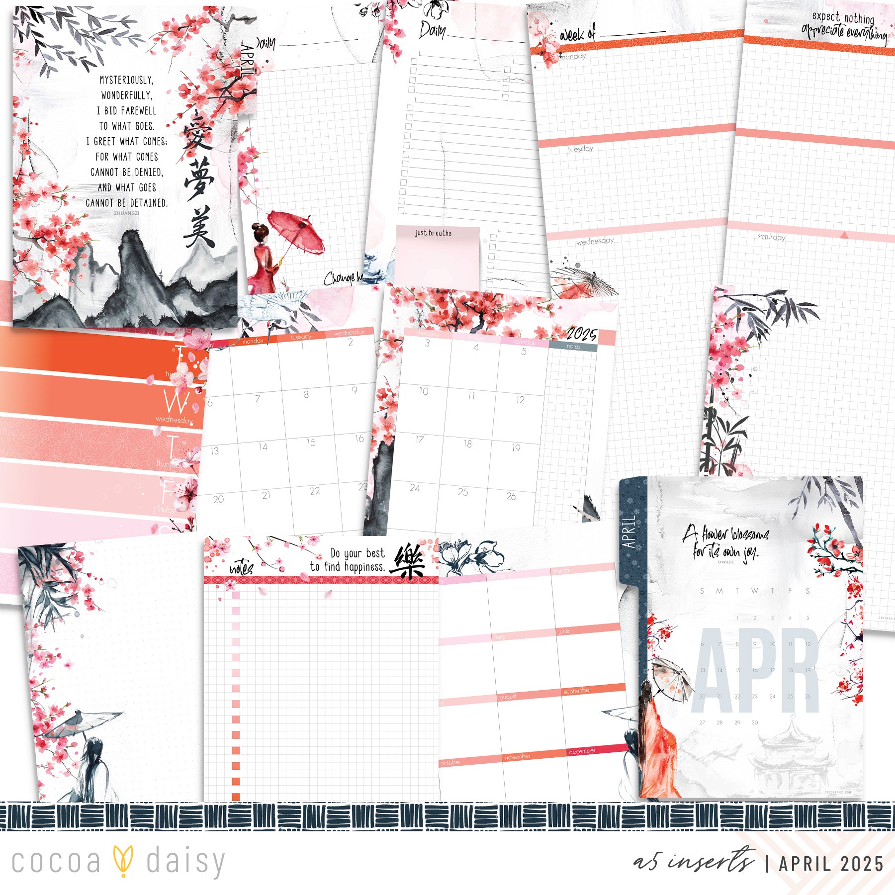 Serenity Inserts or notebook Only - Choose your size - April 2025