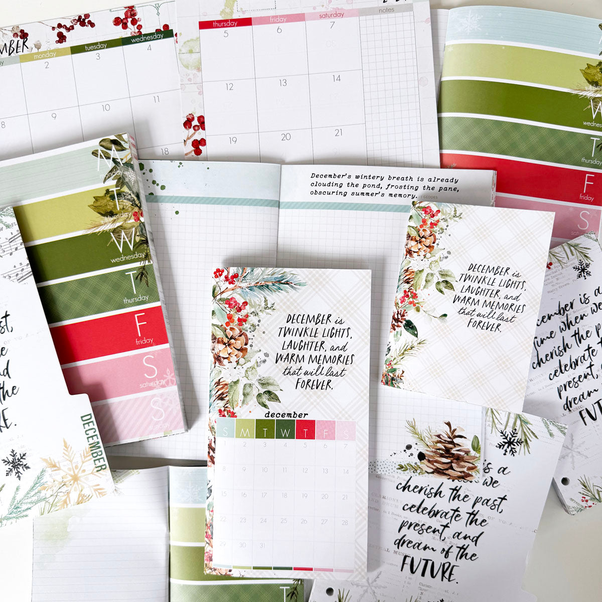 Cedar & Snow Inserts or notebook Only Choose your size December 20