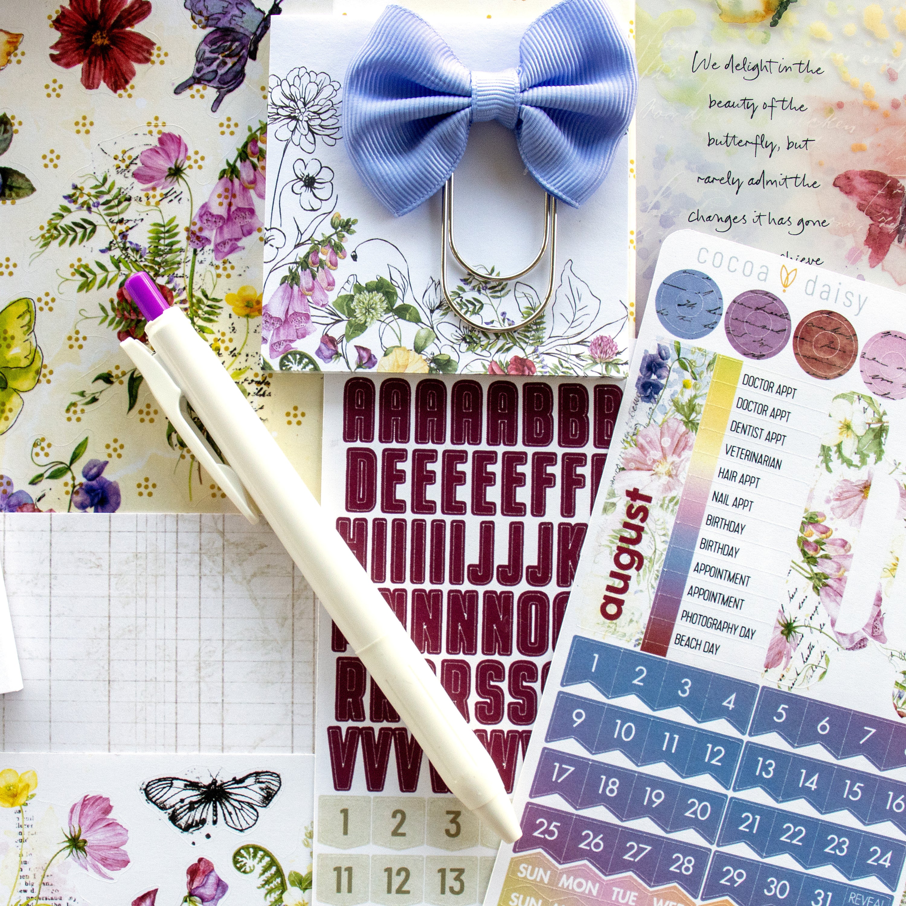 Flutterby Planner Kit - Choose your insert or notebook - August 2025