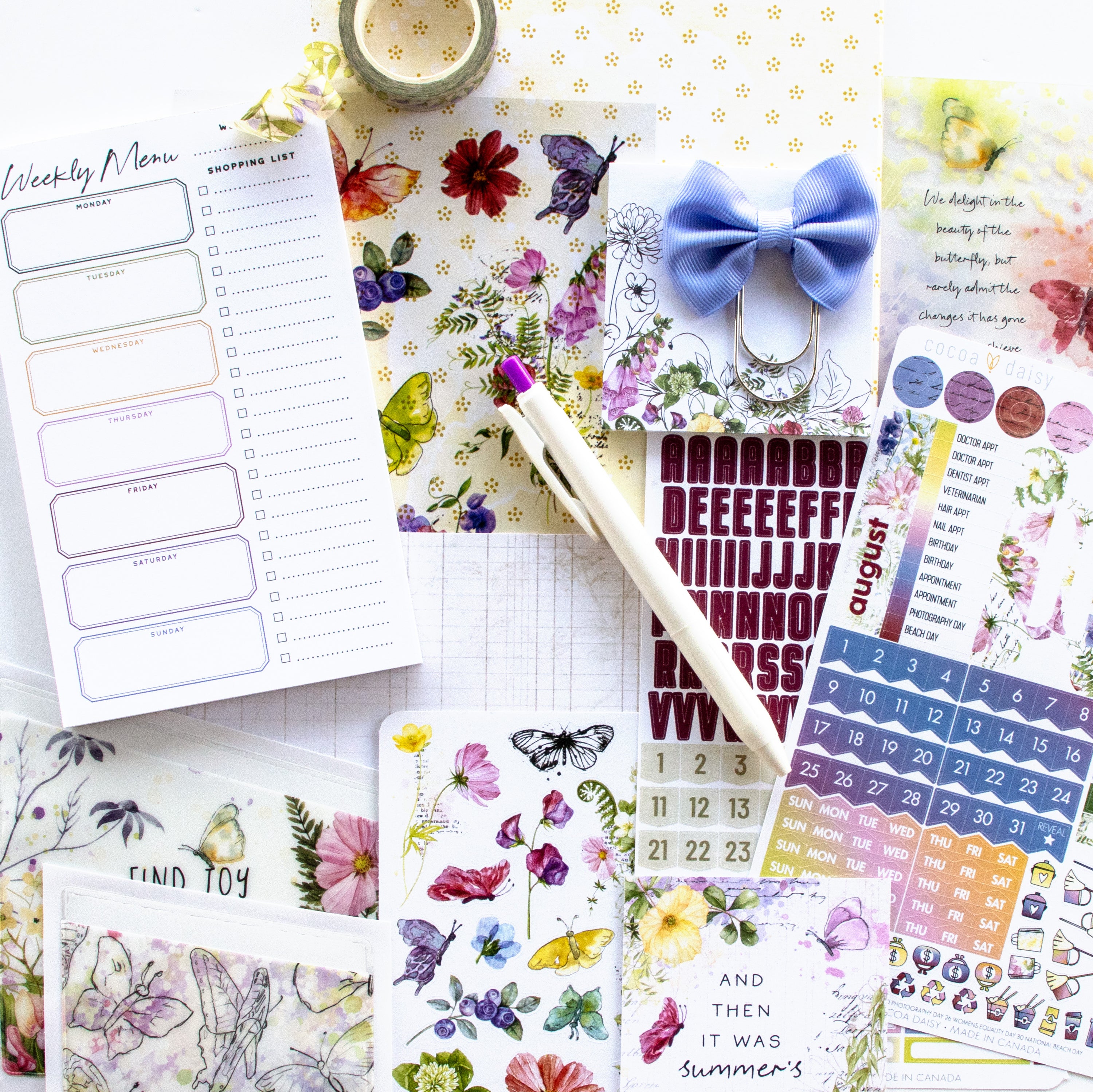 Flutterby Planner Kit - Choose your insert or notebook - August 2025
