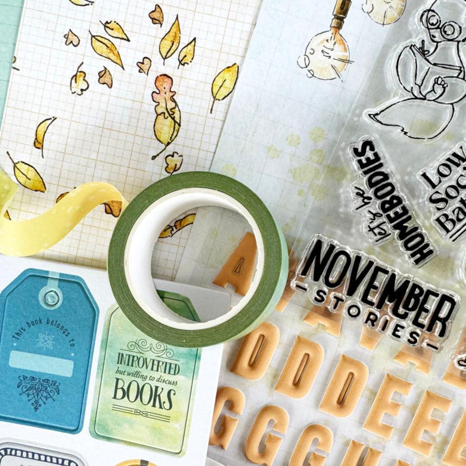 Chapters "Blue/Green Watercolor" Washi from the Scrapbooking Kit - November 2024