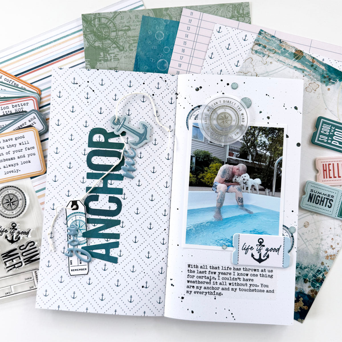 Into The Blue Scrapbooking Kit - Choose Your Add On - July 2024