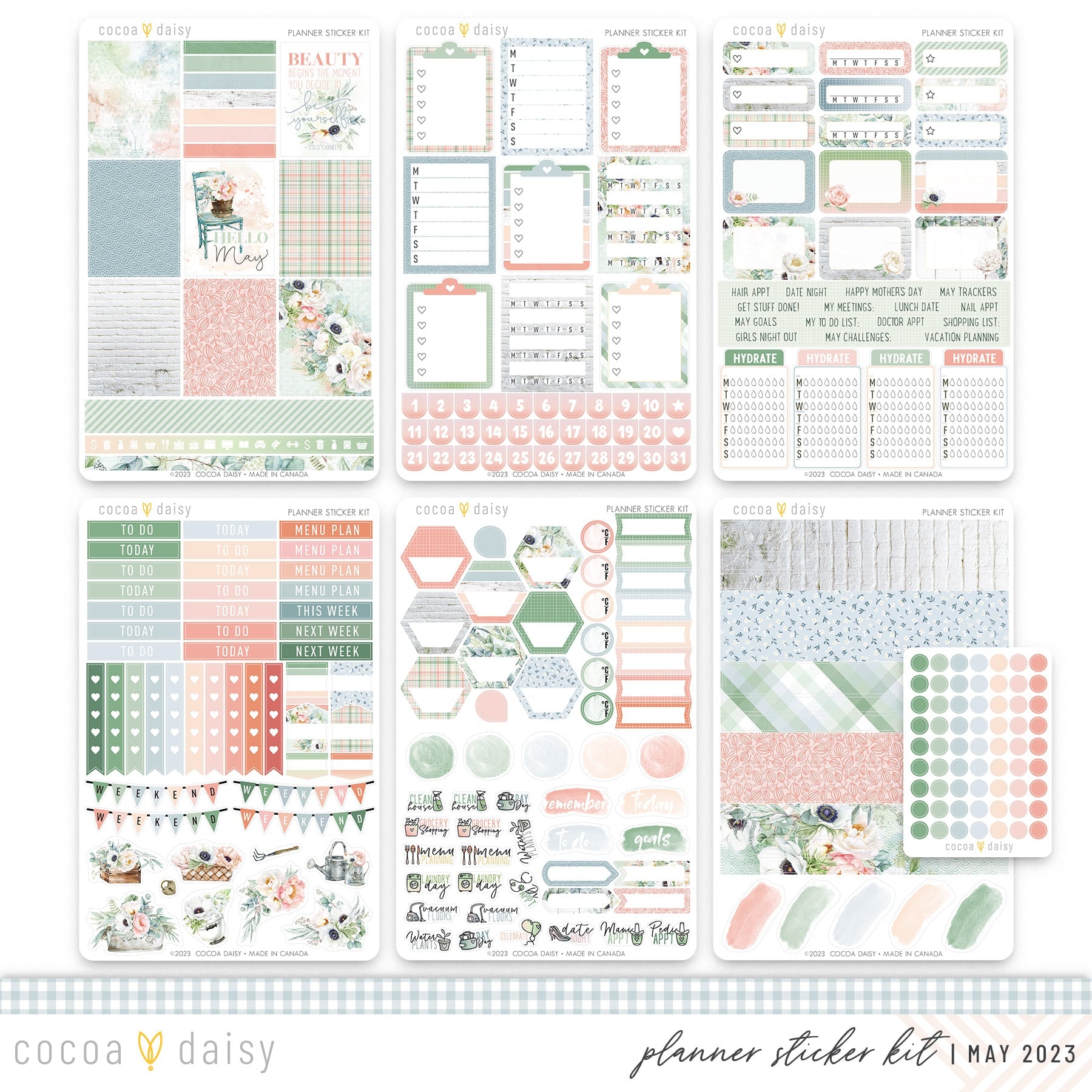 Lets Planner Sticker Sheets 323 Stickers Green, Pink, Gold, and Black