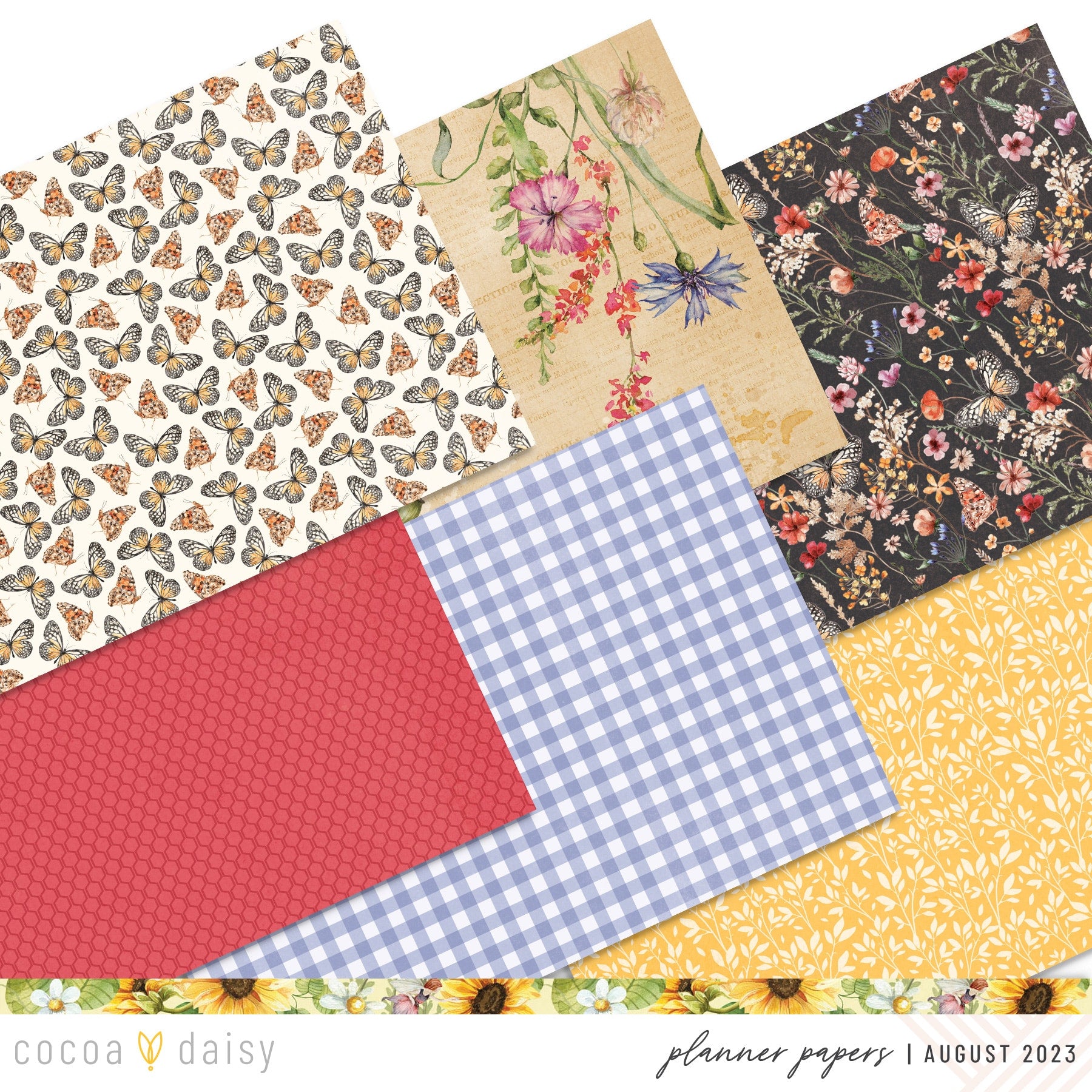 Quiet Meadow Extra Papers from Planner Kits August 2023