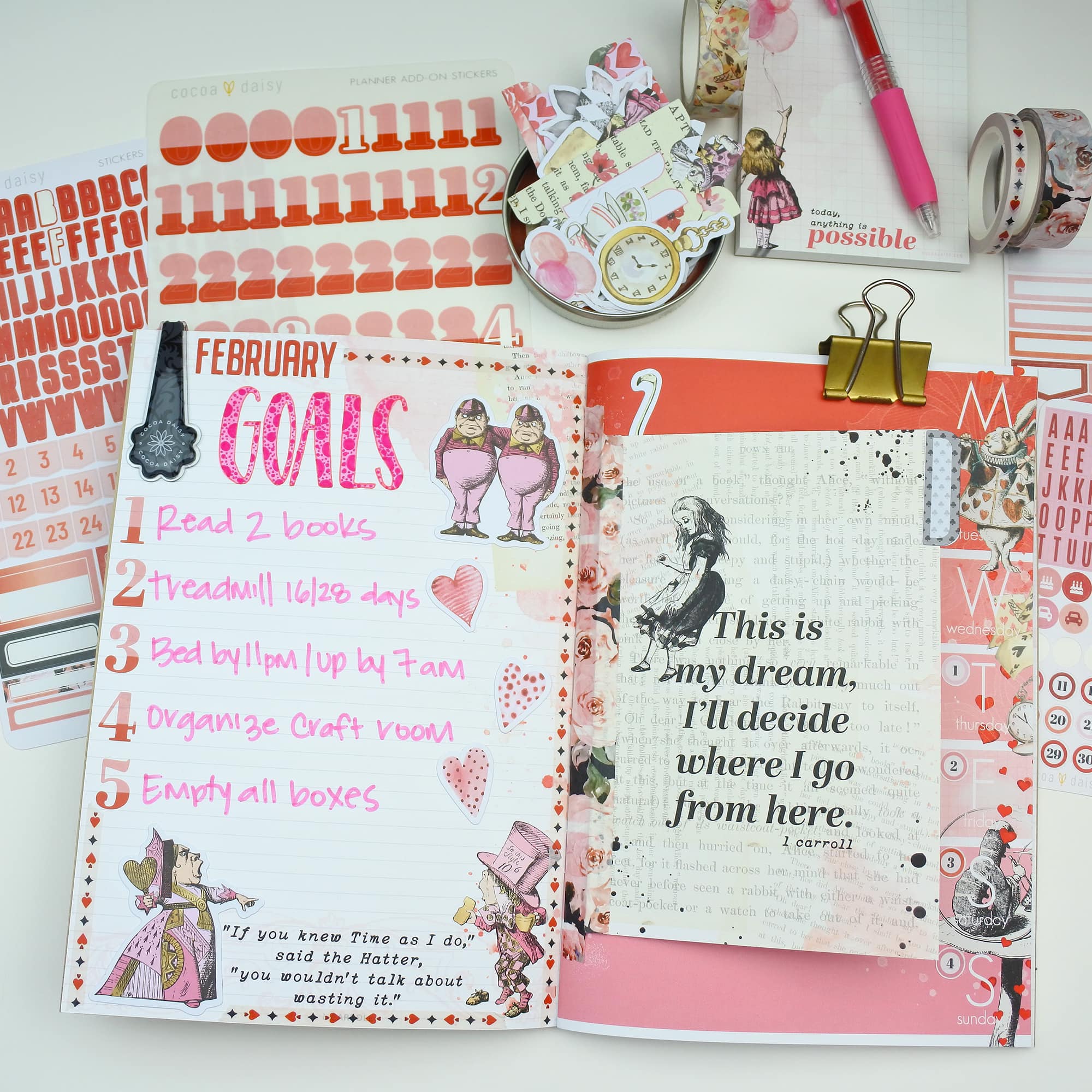 Goal Setting in the Wonderland Daisy Notebook