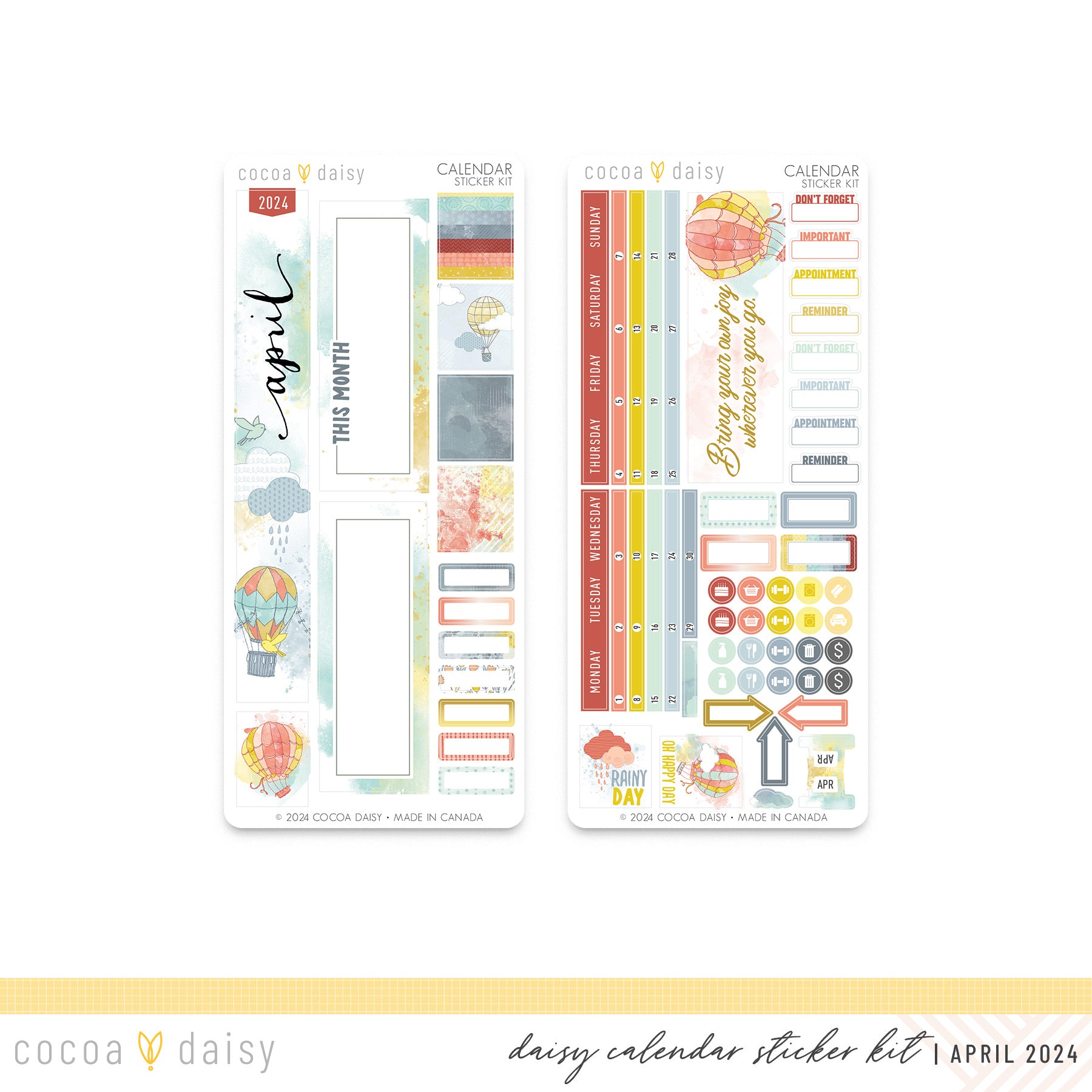 Take Flight Calendar Stickers for Daisy Weeks April 2024