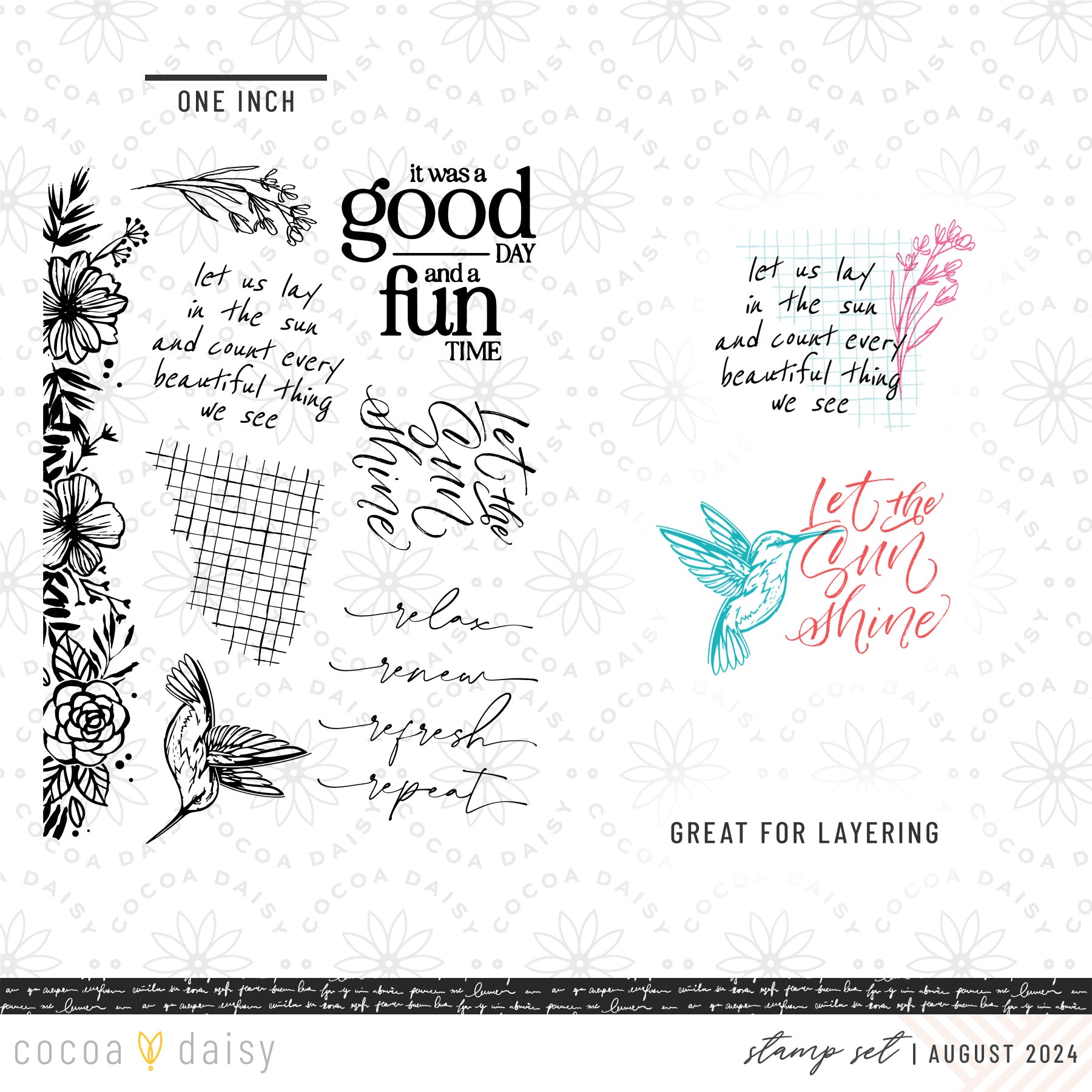 Sun-Drenched "Let The Sun Shine" 3x4 Scrapbooking Kit Stamp - August 2024