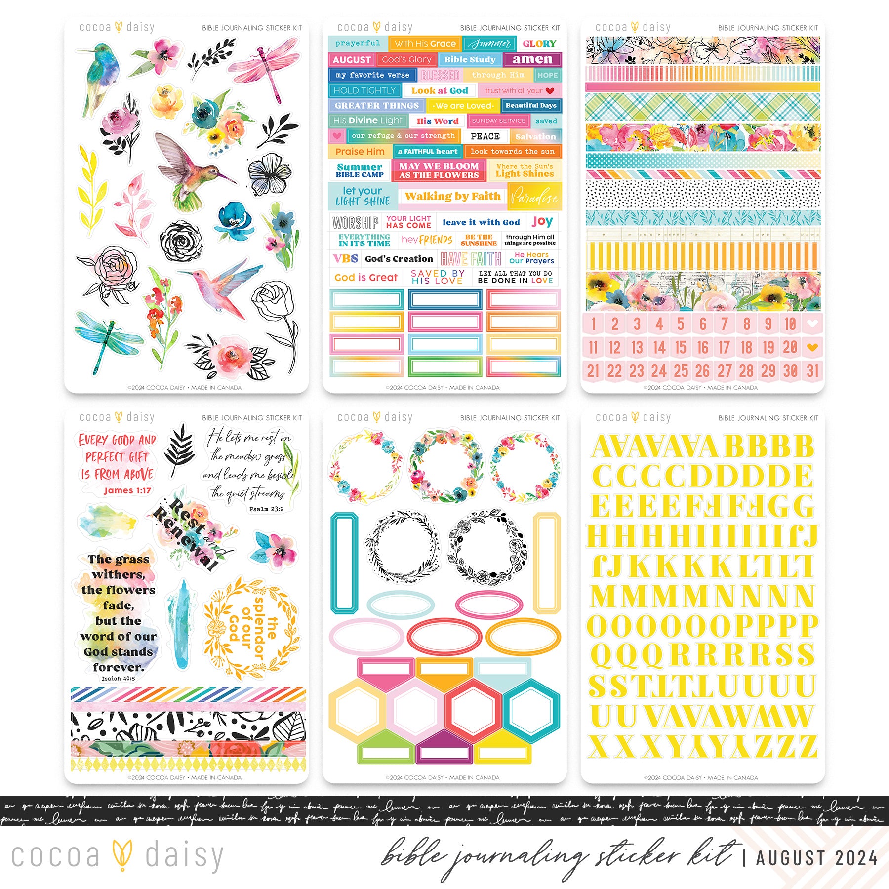 Sun-drenched Bible Journaling Sticker Kit August 2024